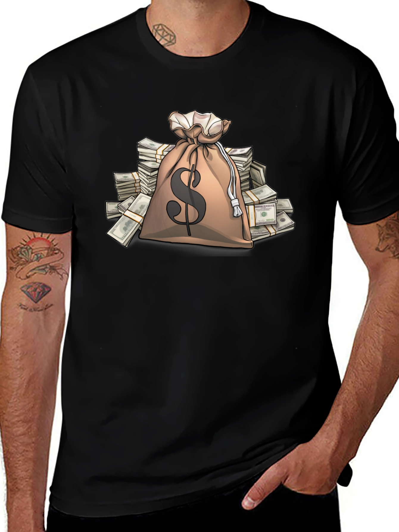Variant 17 of Money Bag T-Shirt - Stylish Graphic Tee for Casual Wear