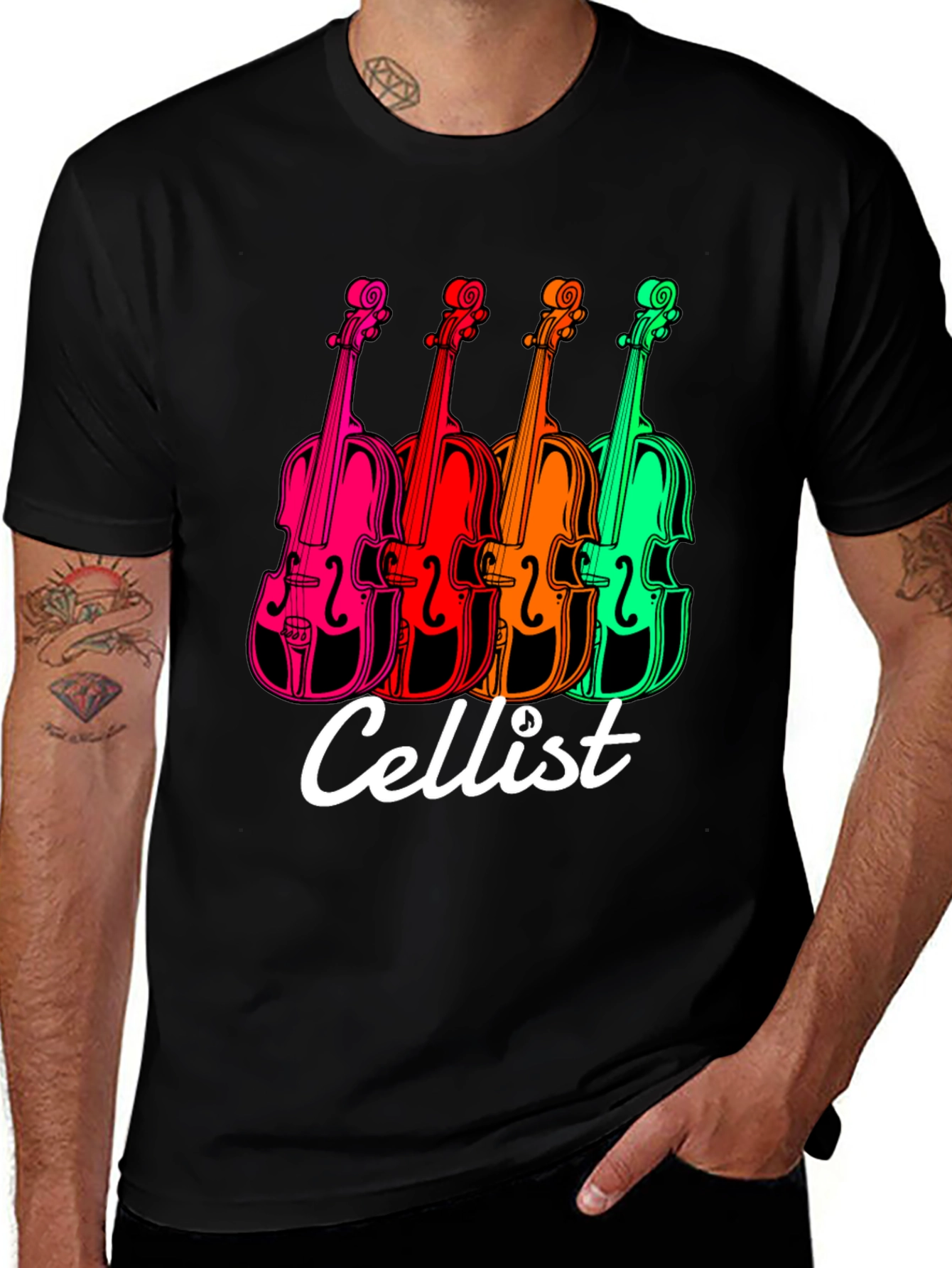 Variant 23 of Colorful Cellist T-Shirt - Musician Apparel