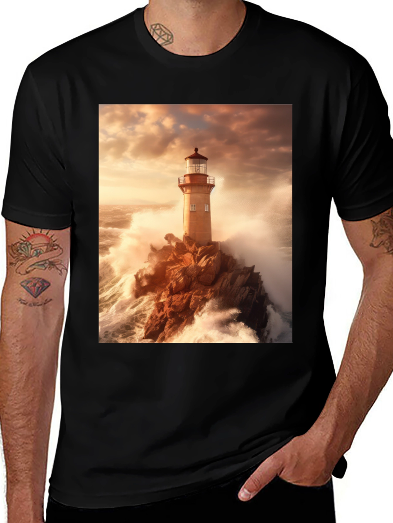 Variant 30 of Lighthouse Graphic Black T-Shirt
