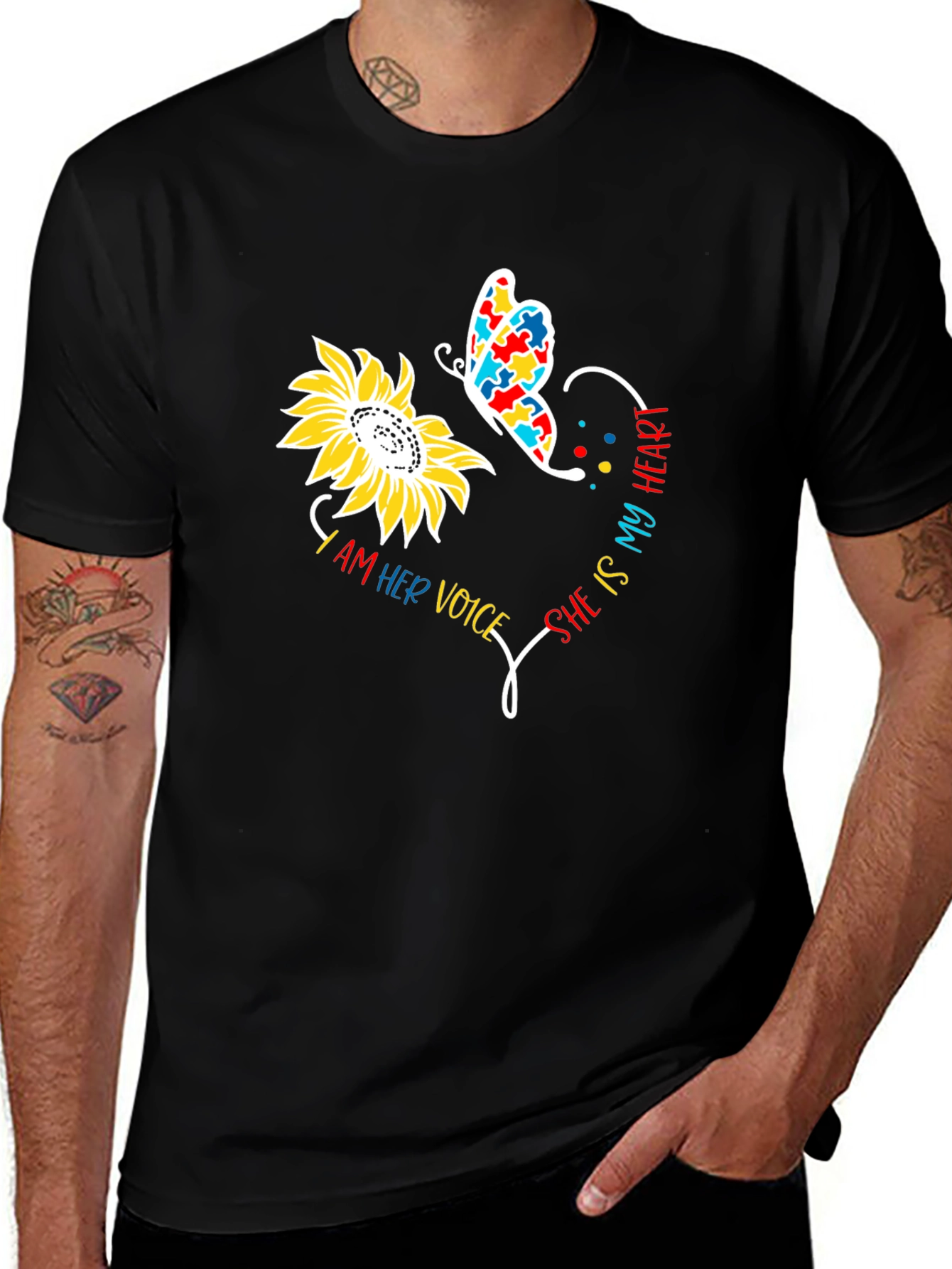 Autism Awareness T-Shirt Butterfly Sunflower
