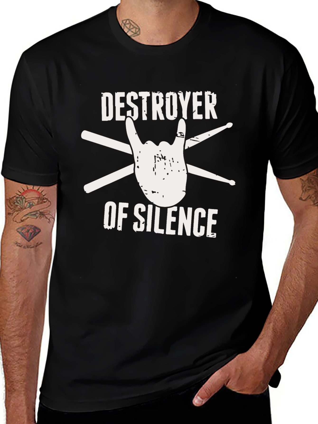 Variant 15 of Destroyer of Silence T-Shirt - Rock Hand Drummer Tee
