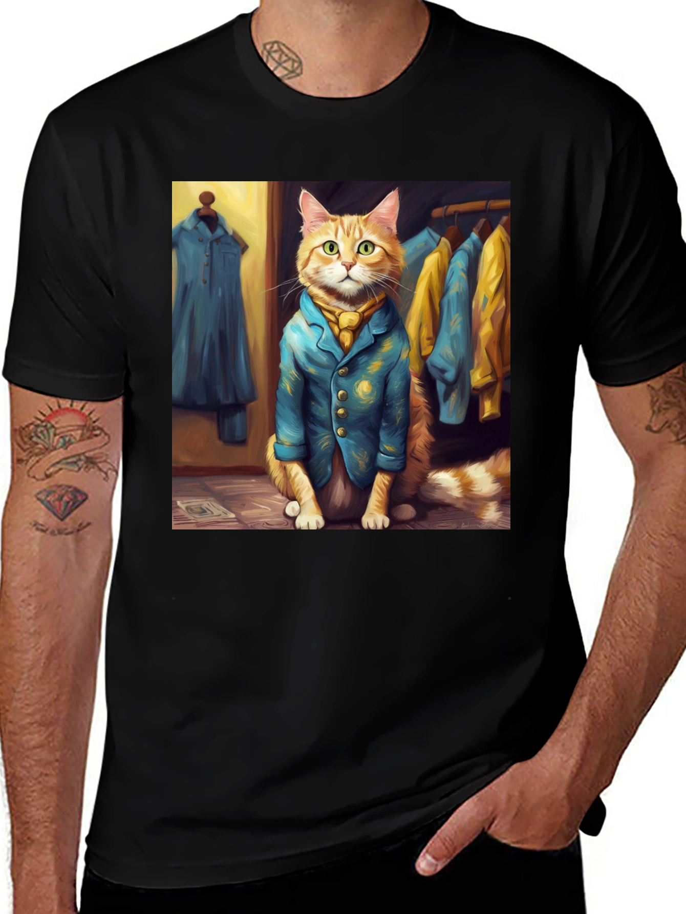 Variant 17 of Dapper Cat T-Shirt - Trendy Feline Fashion