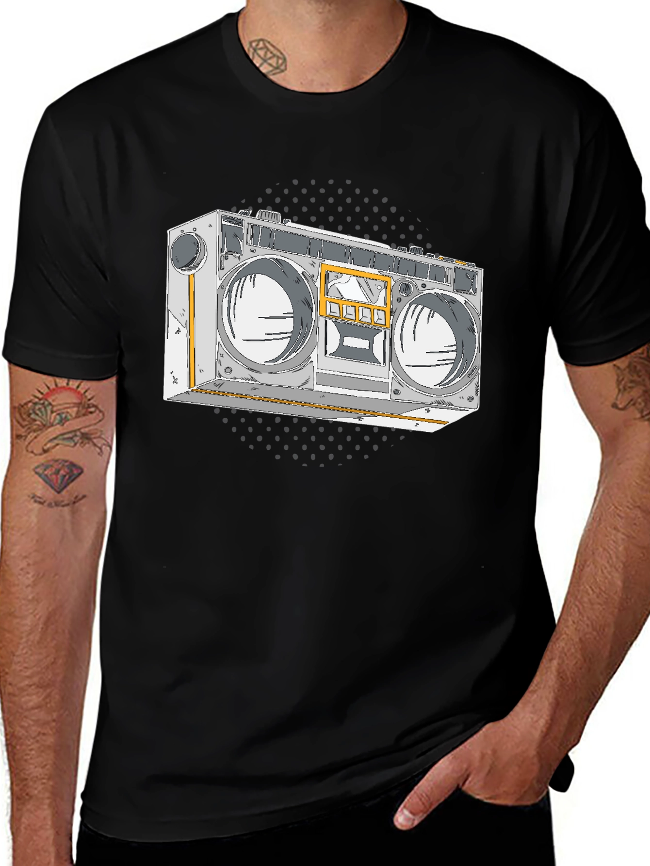 Variant 30 of Retro Boombox Graphic Tee - Black T-Shirt