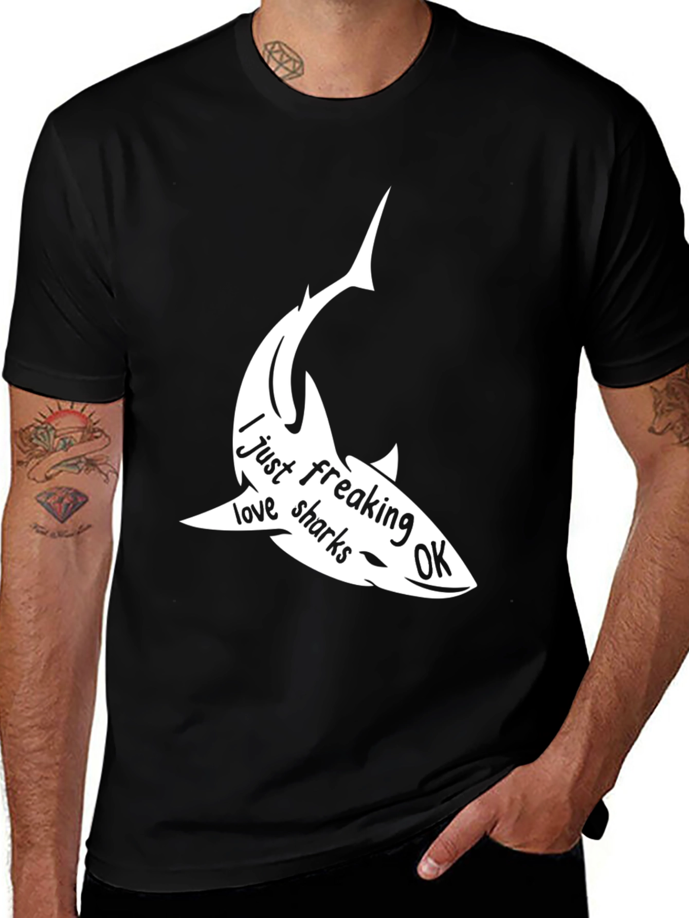 Variant 11 of Shark Lover T-Shirt - 'I Just Freaking Love Sharks OK'