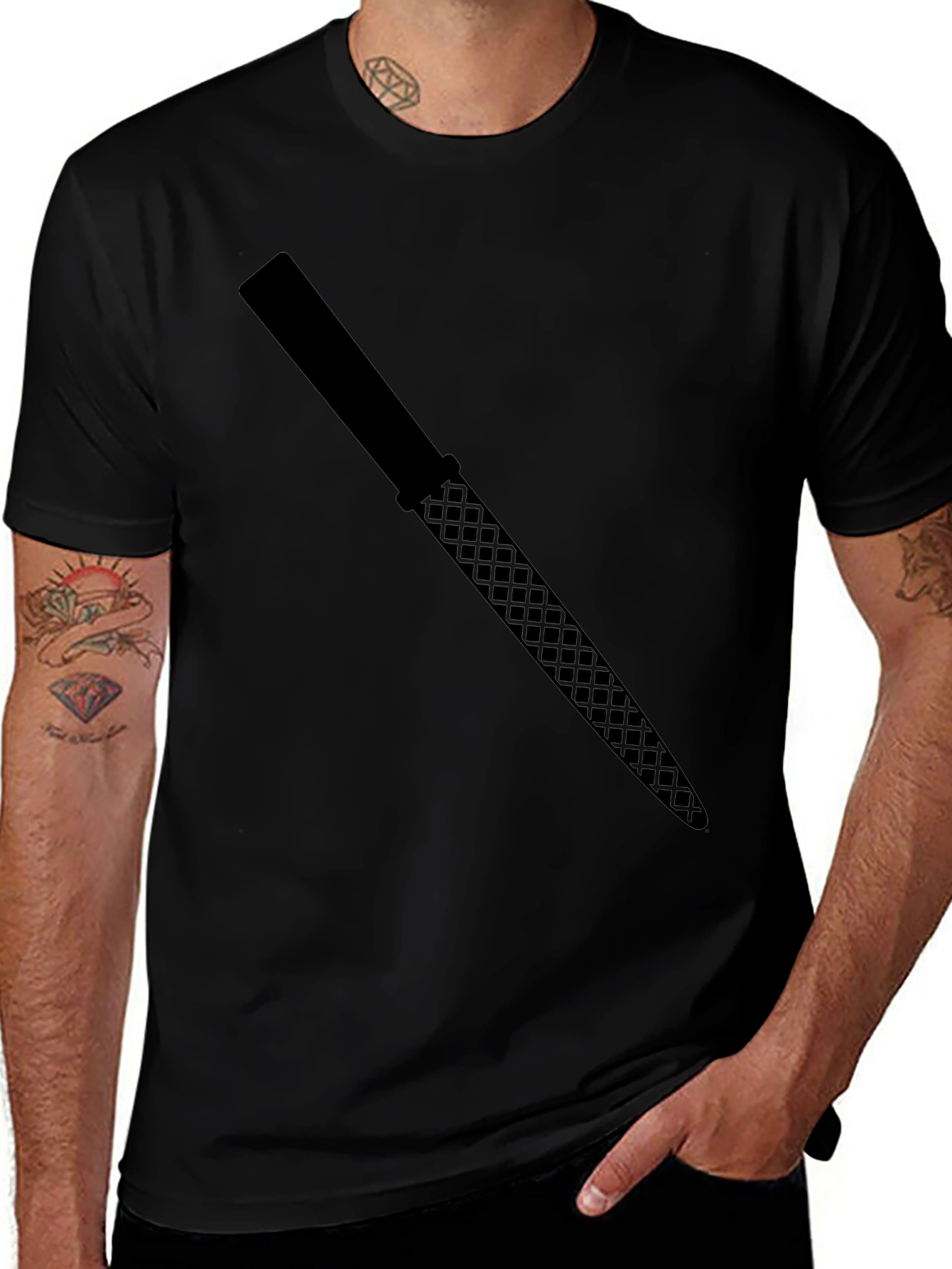 Variant 24 of Black T-Shirt with Sword Design