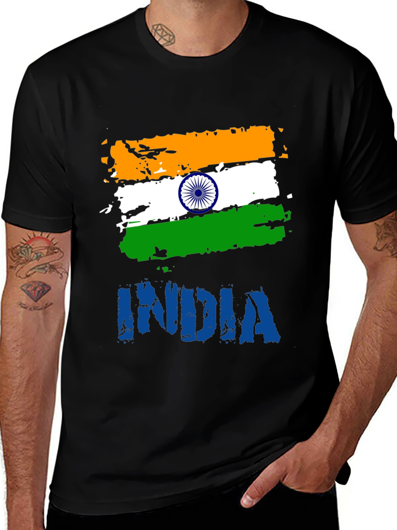 Variant 13 of India Flag Graphic T-Shirt - Men's Black Tee