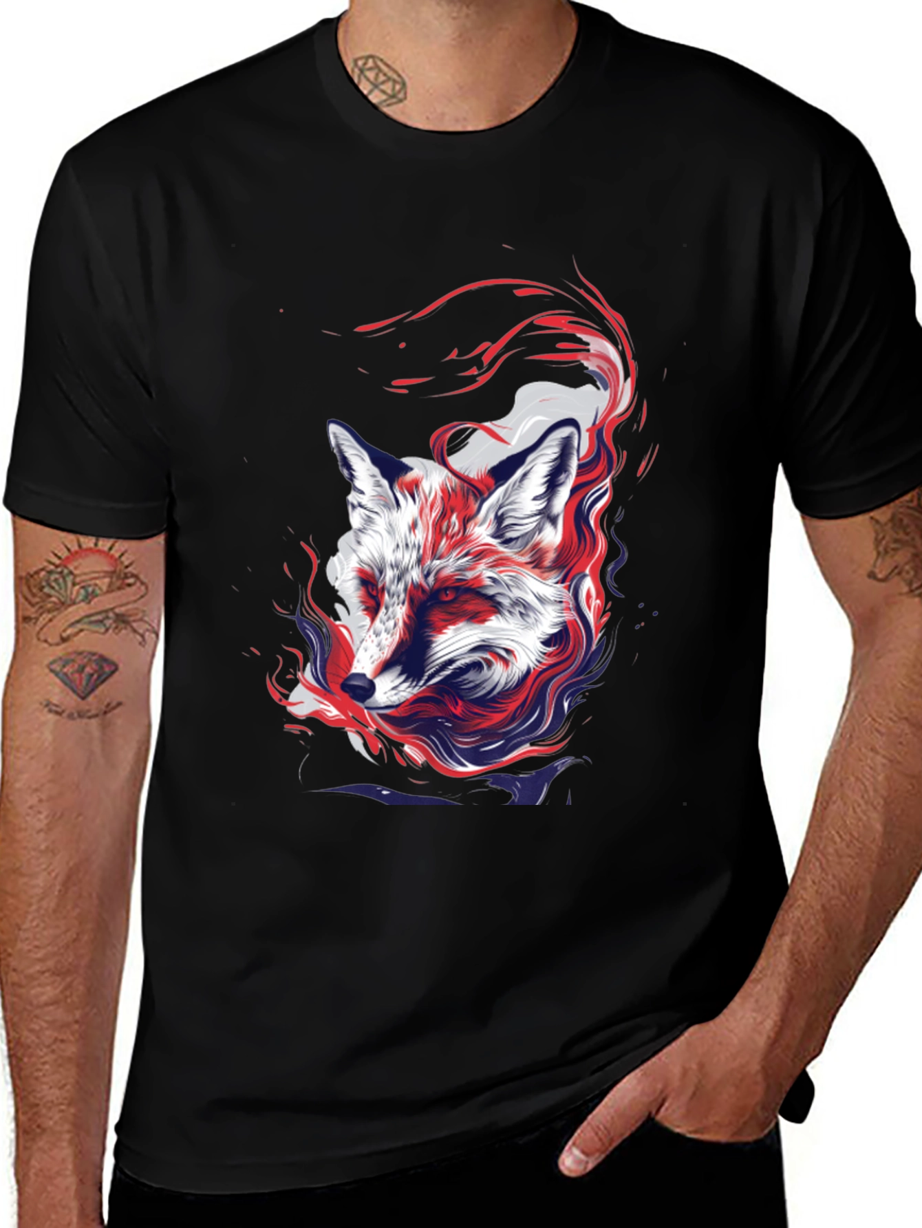 Variant 27 of Fox Graphic Print Black T-Shirt