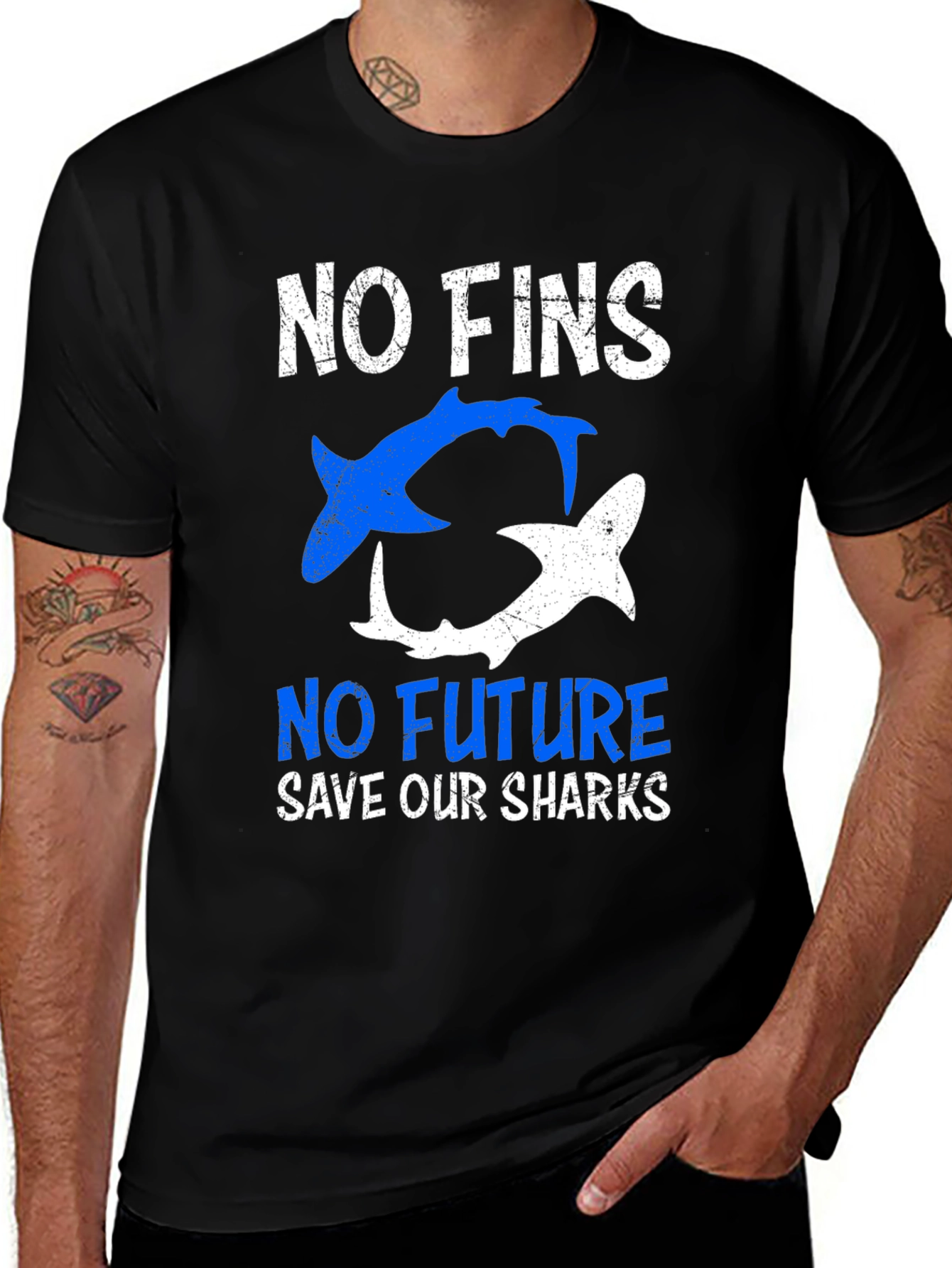 Variant 20 of Save Our Sharks Graphic Tee - No Fins, No Future