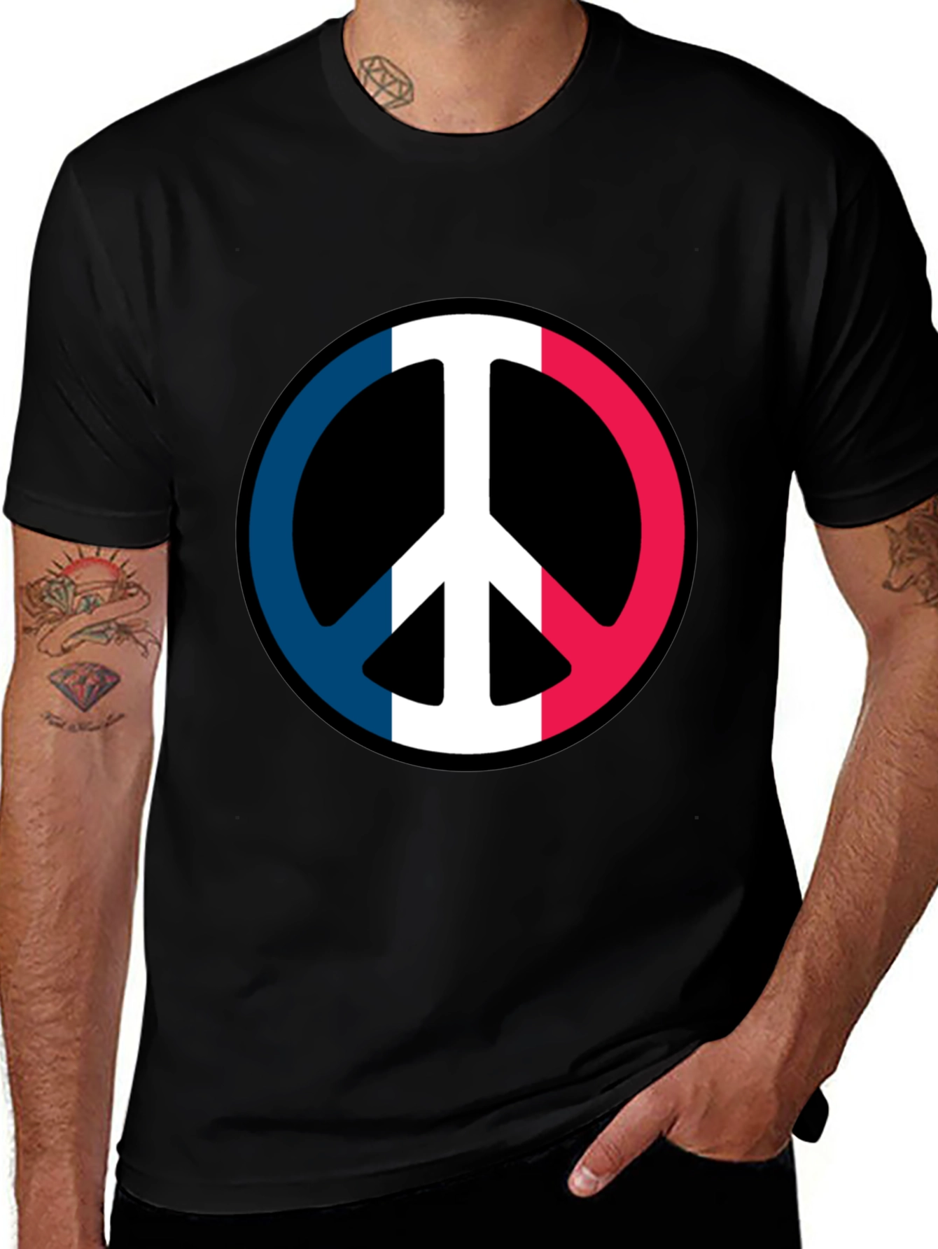 Variant 24 of French Flag Peace Symbol Graphic T-Shirt