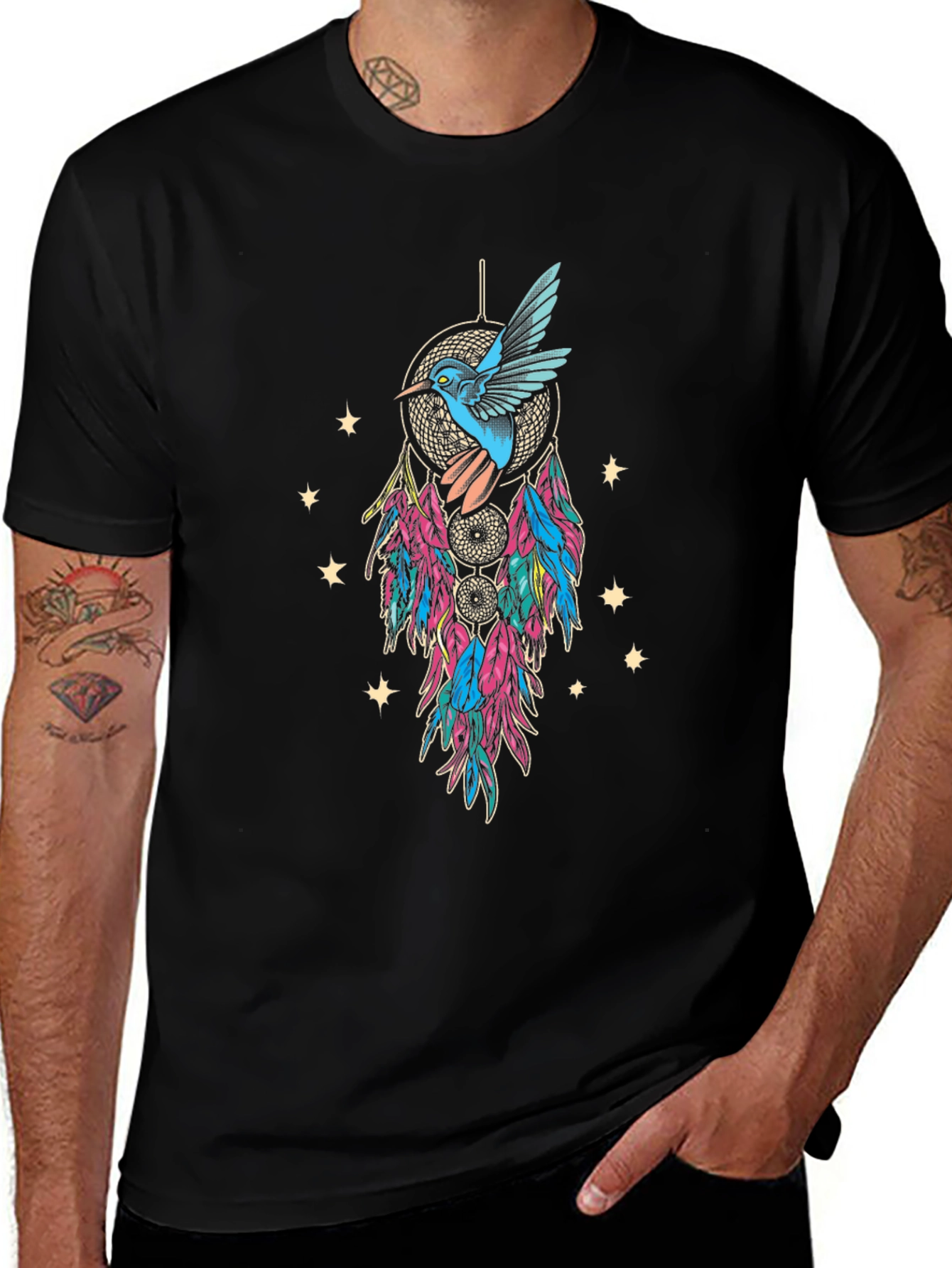 Variant 14 of Hummingbird Dreamcatcher Graphic Tee - Black