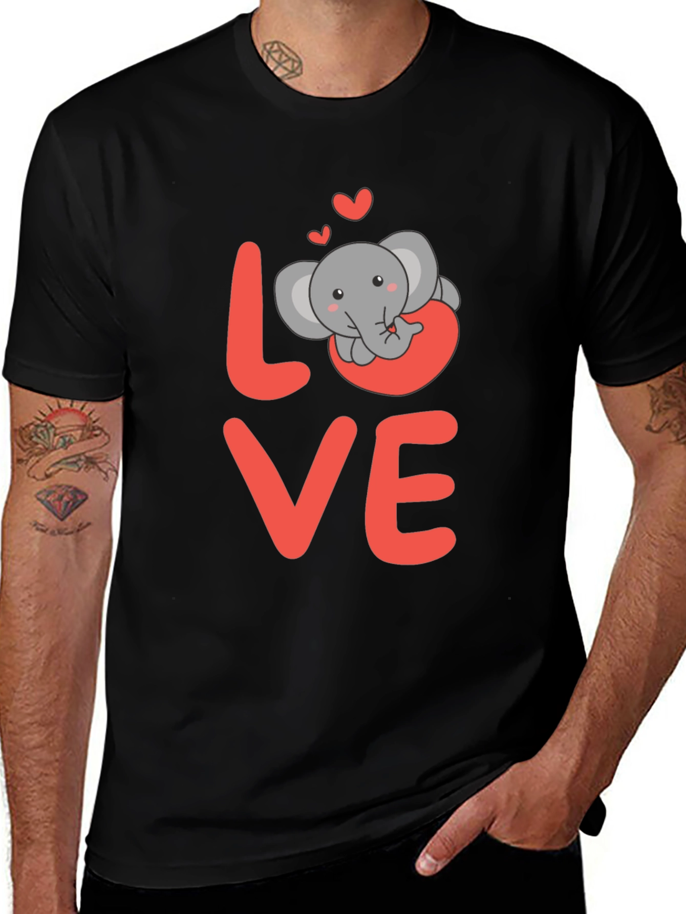 Variant 20 of Elephant Love Graphic Tee - Cute Valentine's Shirt