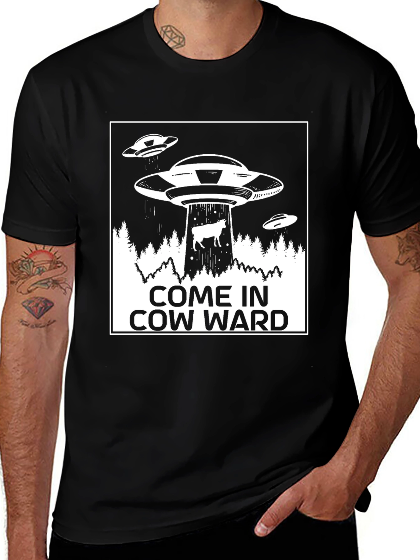 Variant 8 of Come In Cow Ward Alien Abduction Graphic Tee