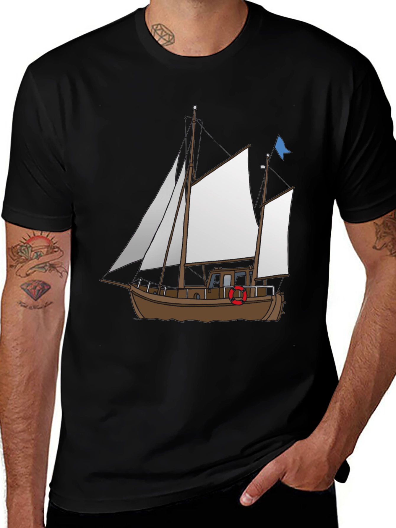 Variant 3 of Nautical Boat Graphic Tee - Classic Design