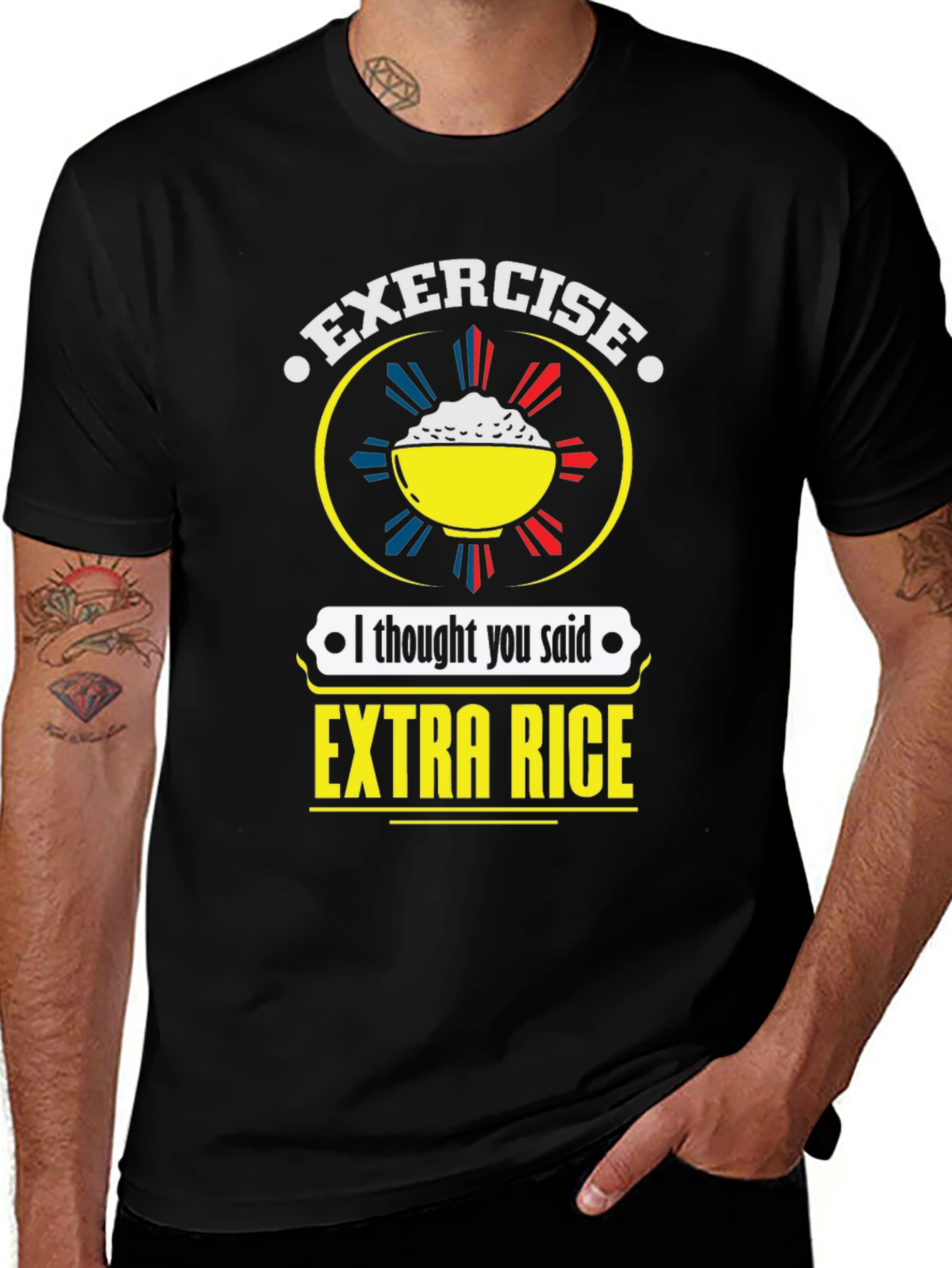Variant 15 of Exercise? Extra Rice T-Shirt - Funny Foodie Tee