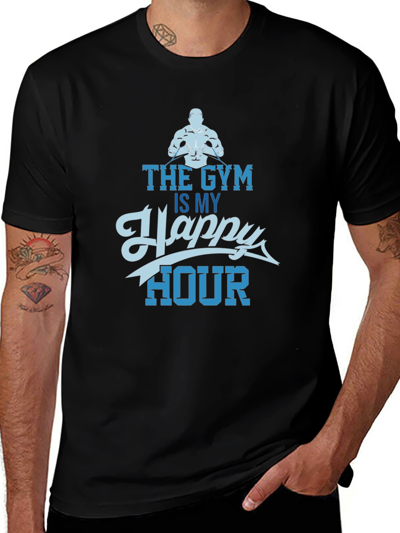 Variant 7 of The Gym Is My Happy Hour T-Shirt - Black