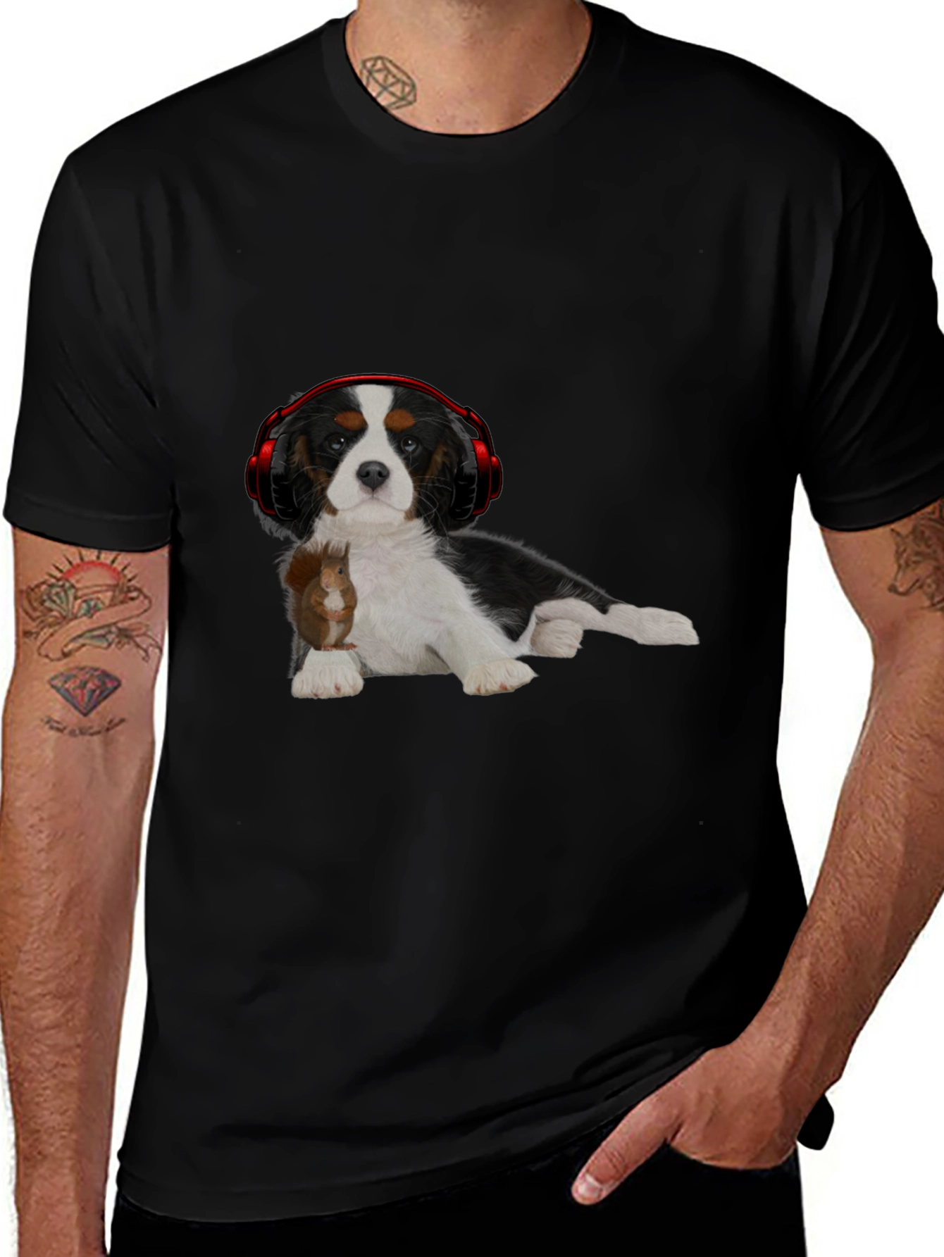 Variant 4 of Dog with Squirrel and Headphones T-Shirt