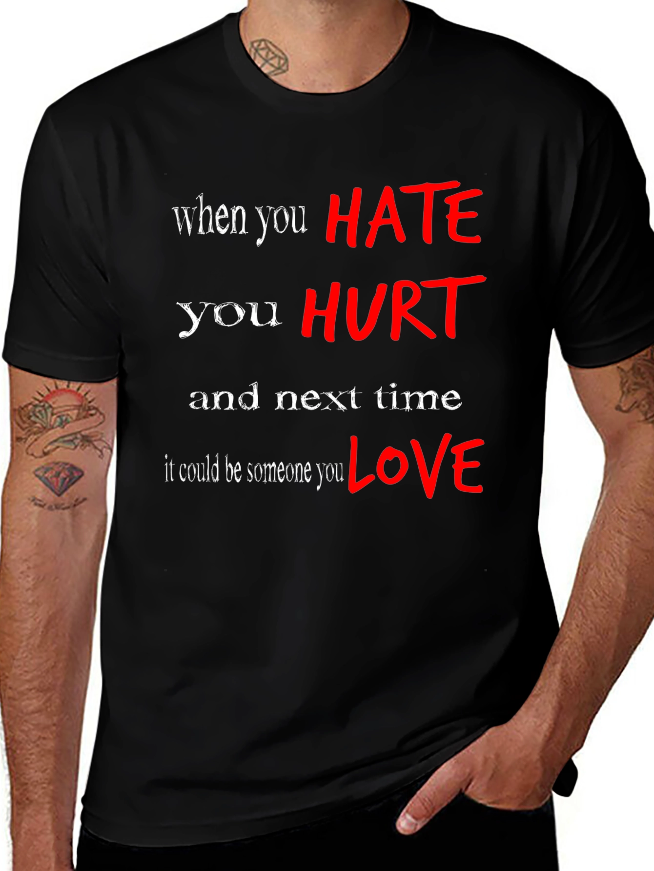 Variant 24 of Hate Hurts Graphic Tee - Black