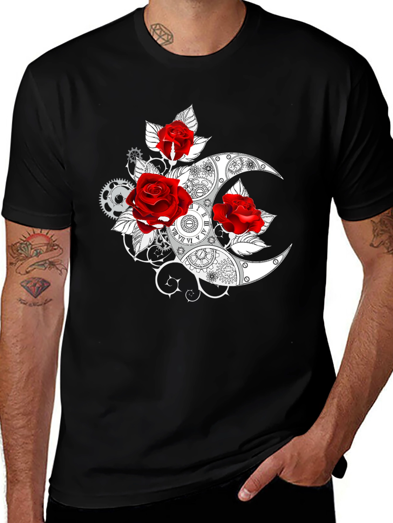 Variant 18 of Steampunk Rose & Moon Graphic T-Shirt