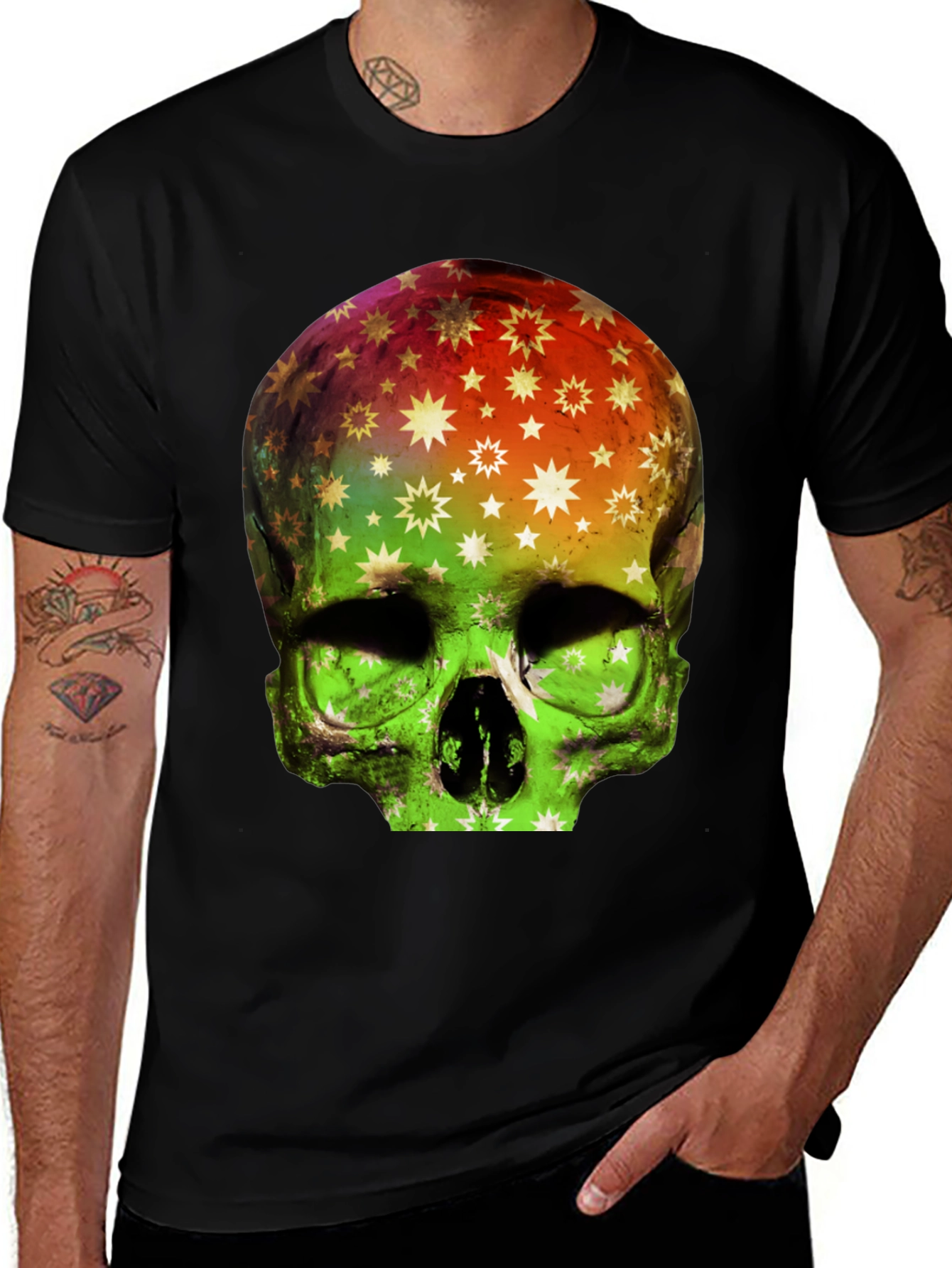 Variant 14 of Colorful Skull Graphic Tee - Modern Men's T-Shirt