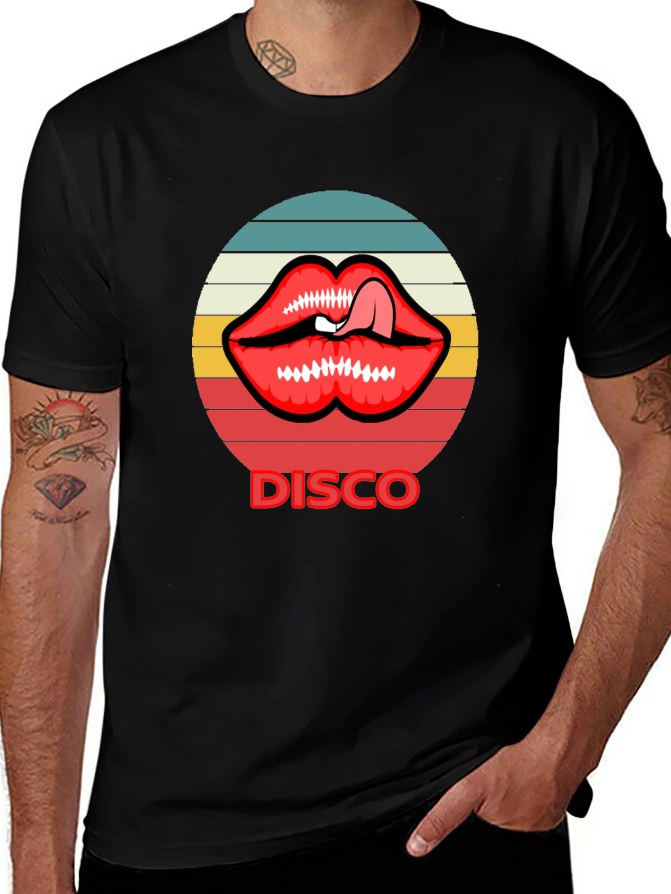 Variant 24 of Retro Disco Lips Graphic Tee - Unique Design!