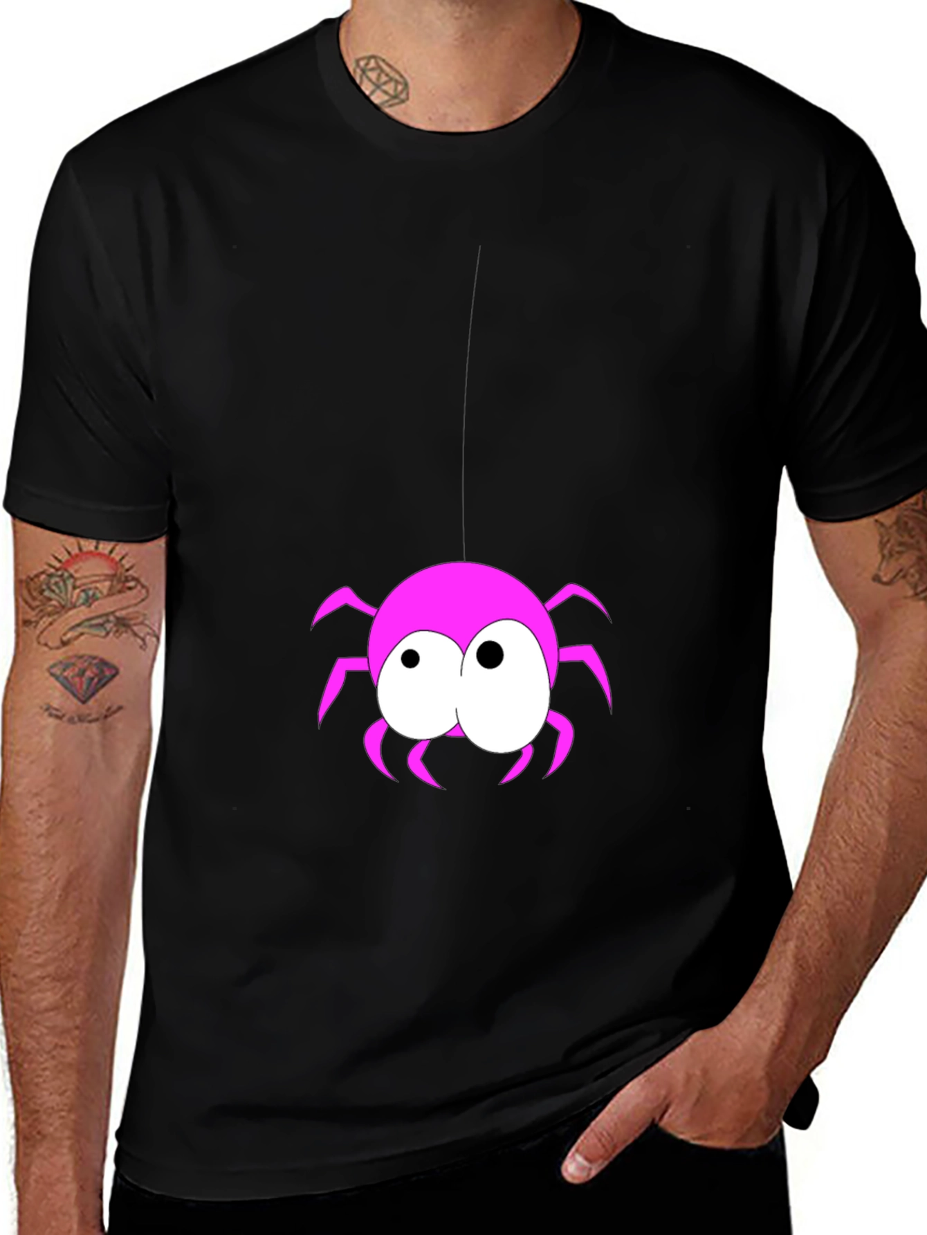 Variant 7 of Funny Spider Graphic T-Shirt - Black