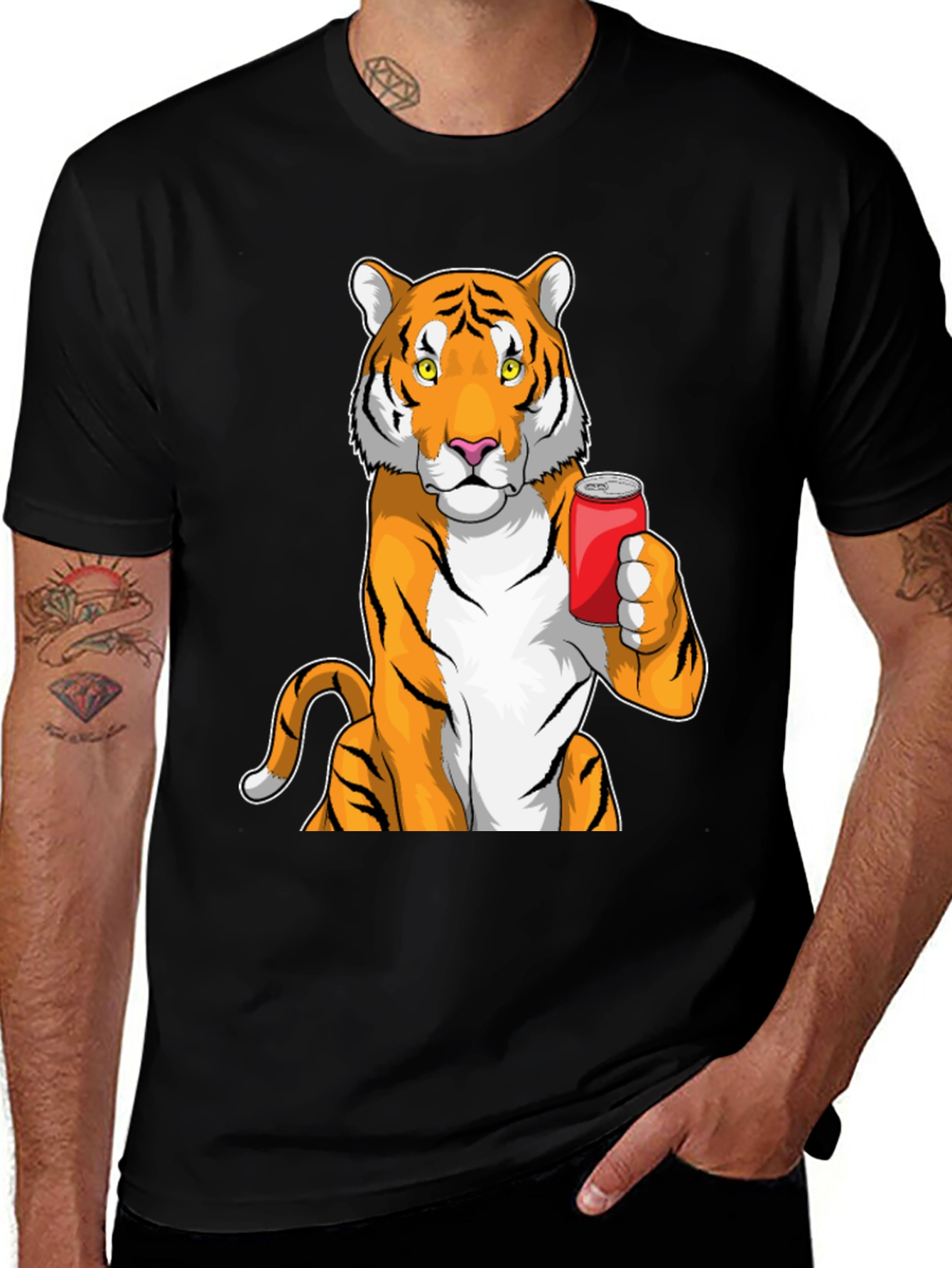 Variant 20 of Tiger Holding Soda Can Graphic T-Shirt