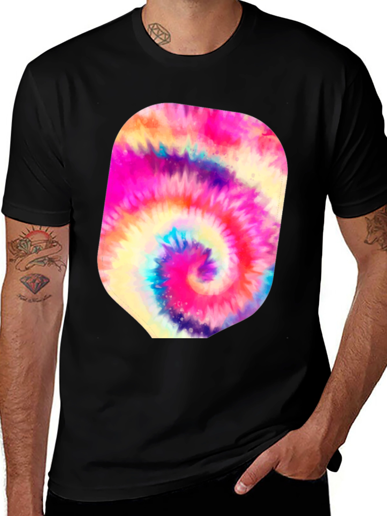 Variant 28 of Psychedelic Tie-Dye Graphic Black T-Shirt