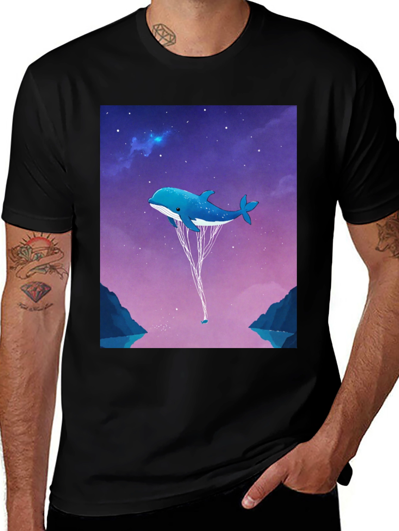 Variant 20 of Whimsical Whale Tee - Artistic Graphic Design