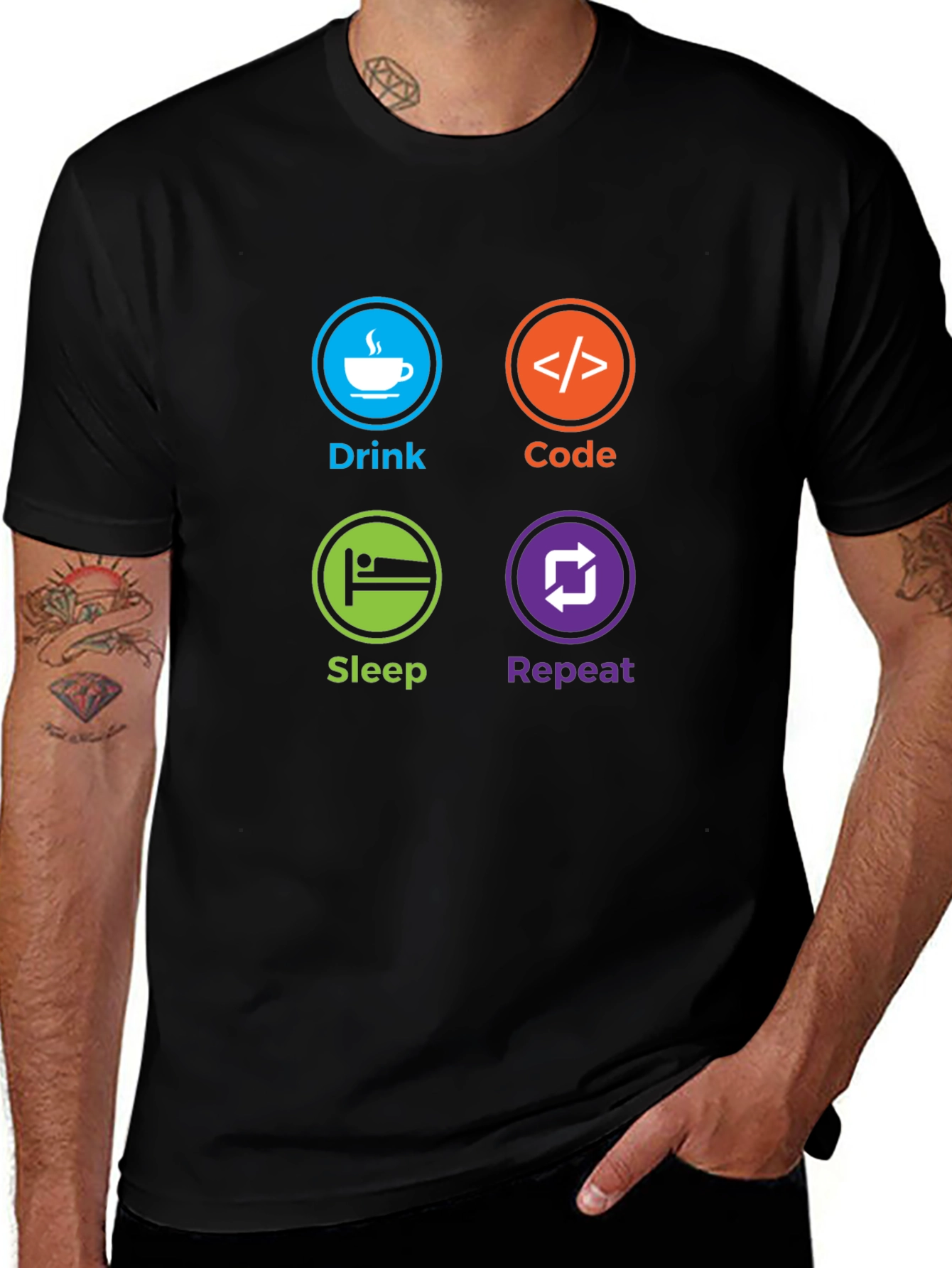Variant 12 of Drink Code Sleep Repeat T-Shirt - Programmer Humor