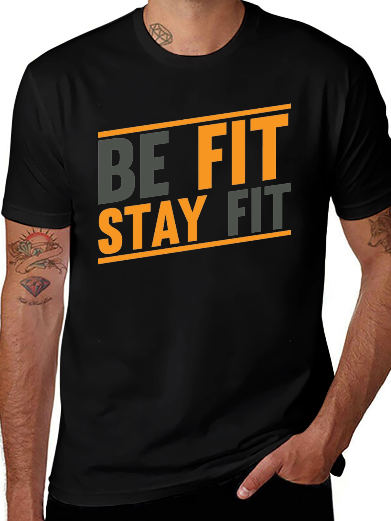 Be Fit Stay Fit Black Graphic Tee