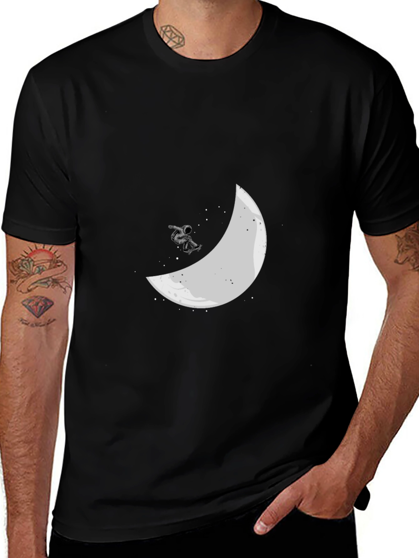 Variant 4 of Astronaut Moon Skateboard T-Shirt
