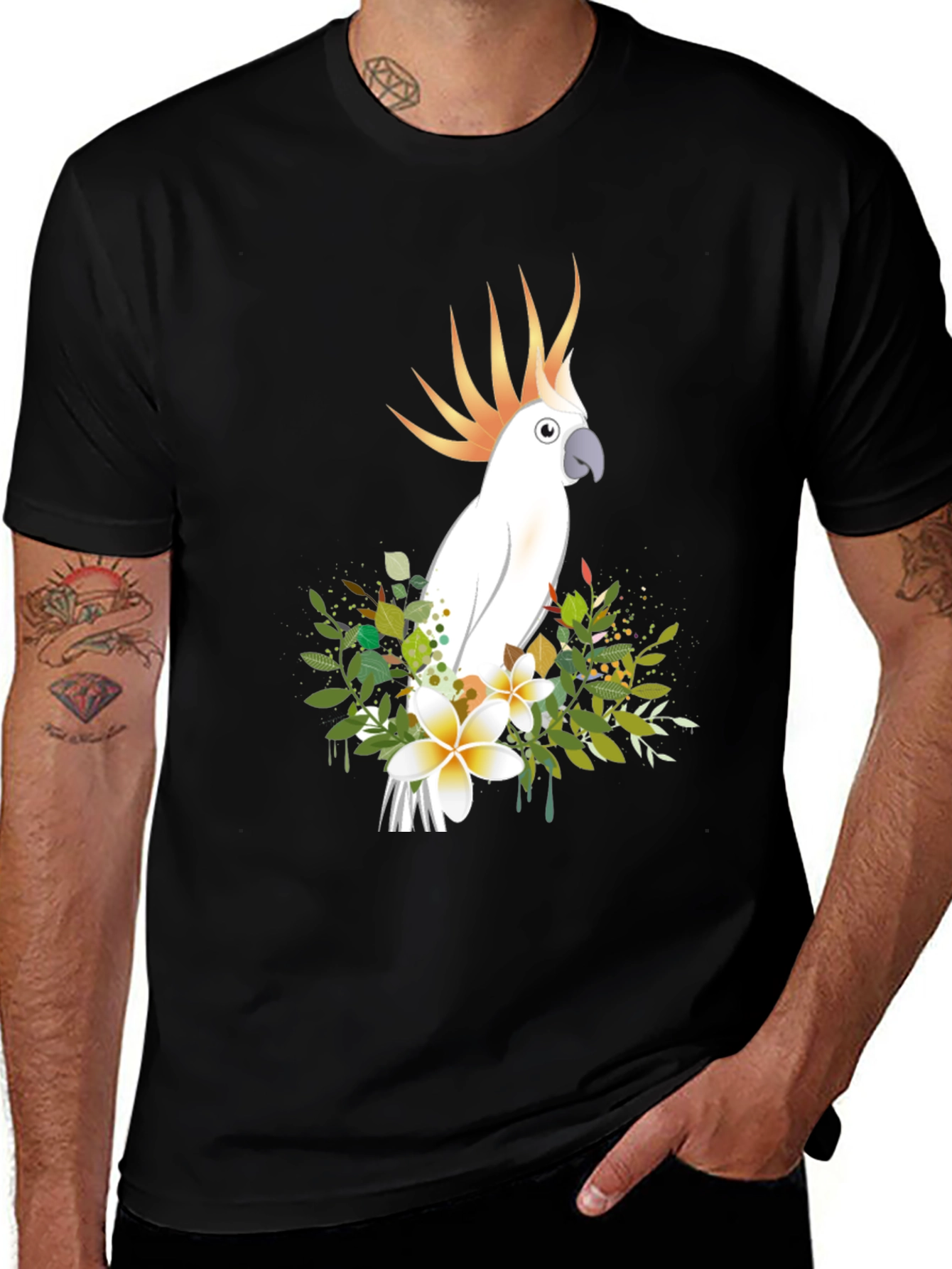 Variant 18 of Cockatoo Floral Graphic Tee - Tropical Bird Shirt