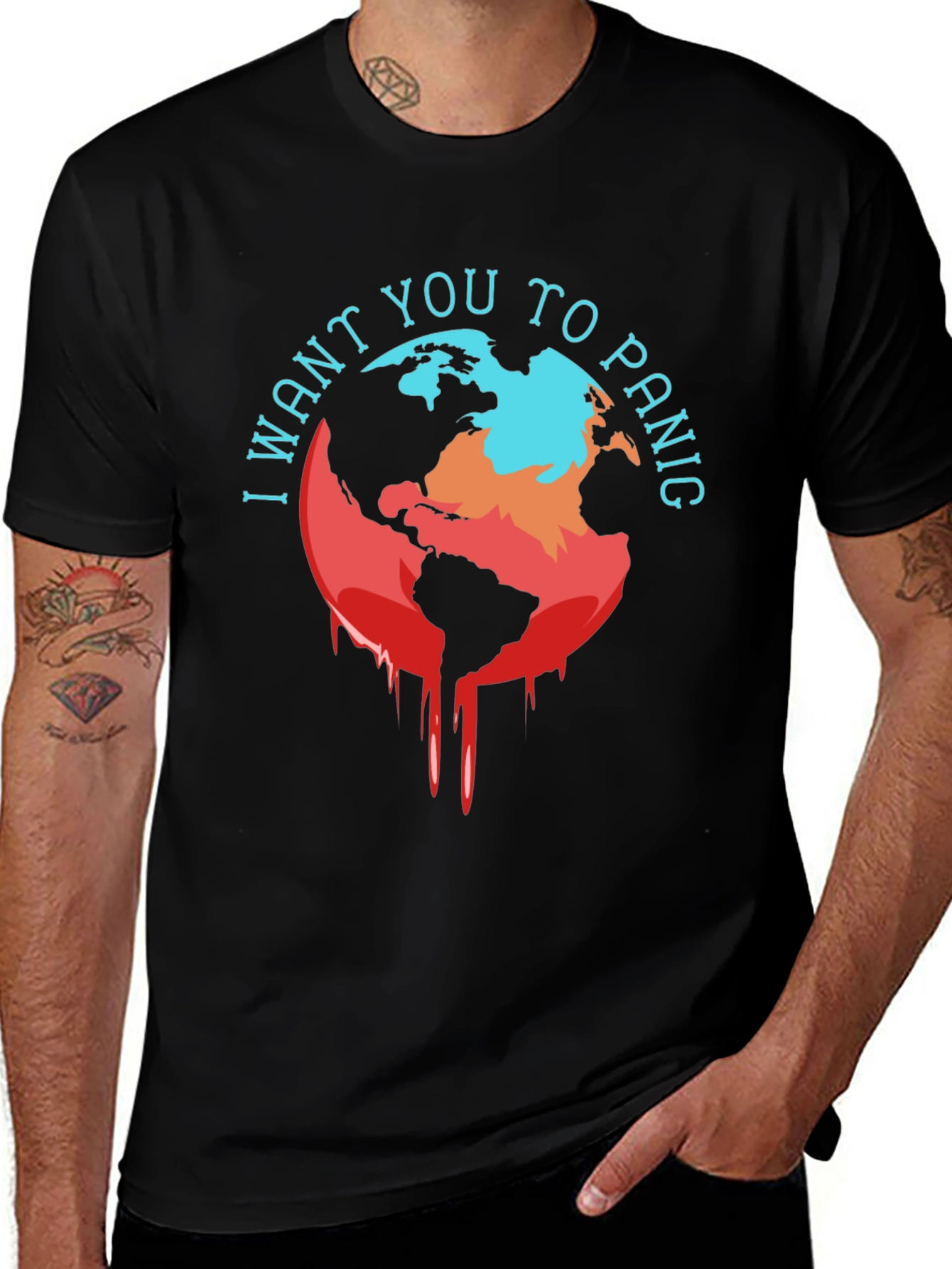 Variant 9 of Distressed Earth Graphic Tee - Climate Panic