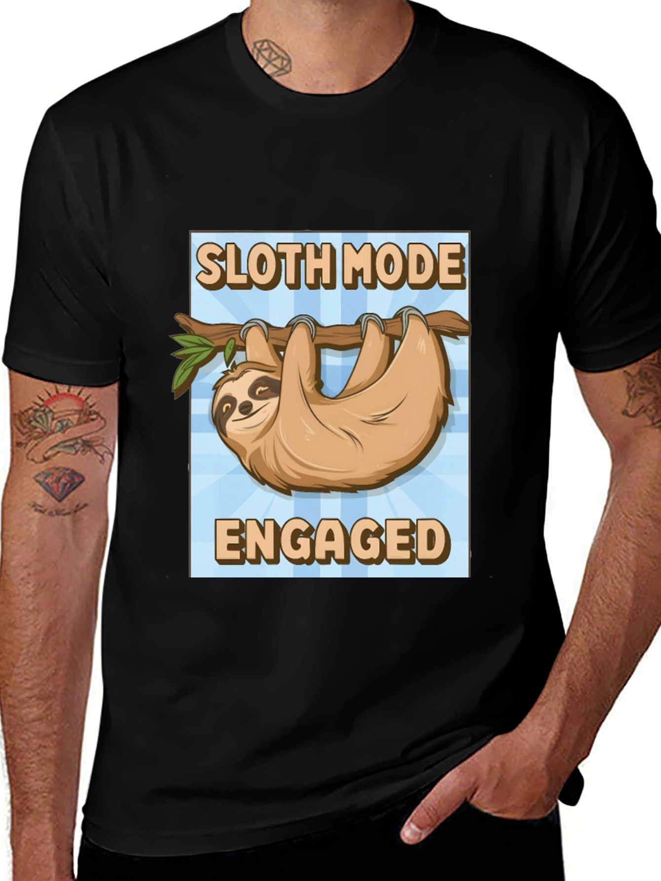 Black Sloth Mode Engaged Black T-Shirt main image
