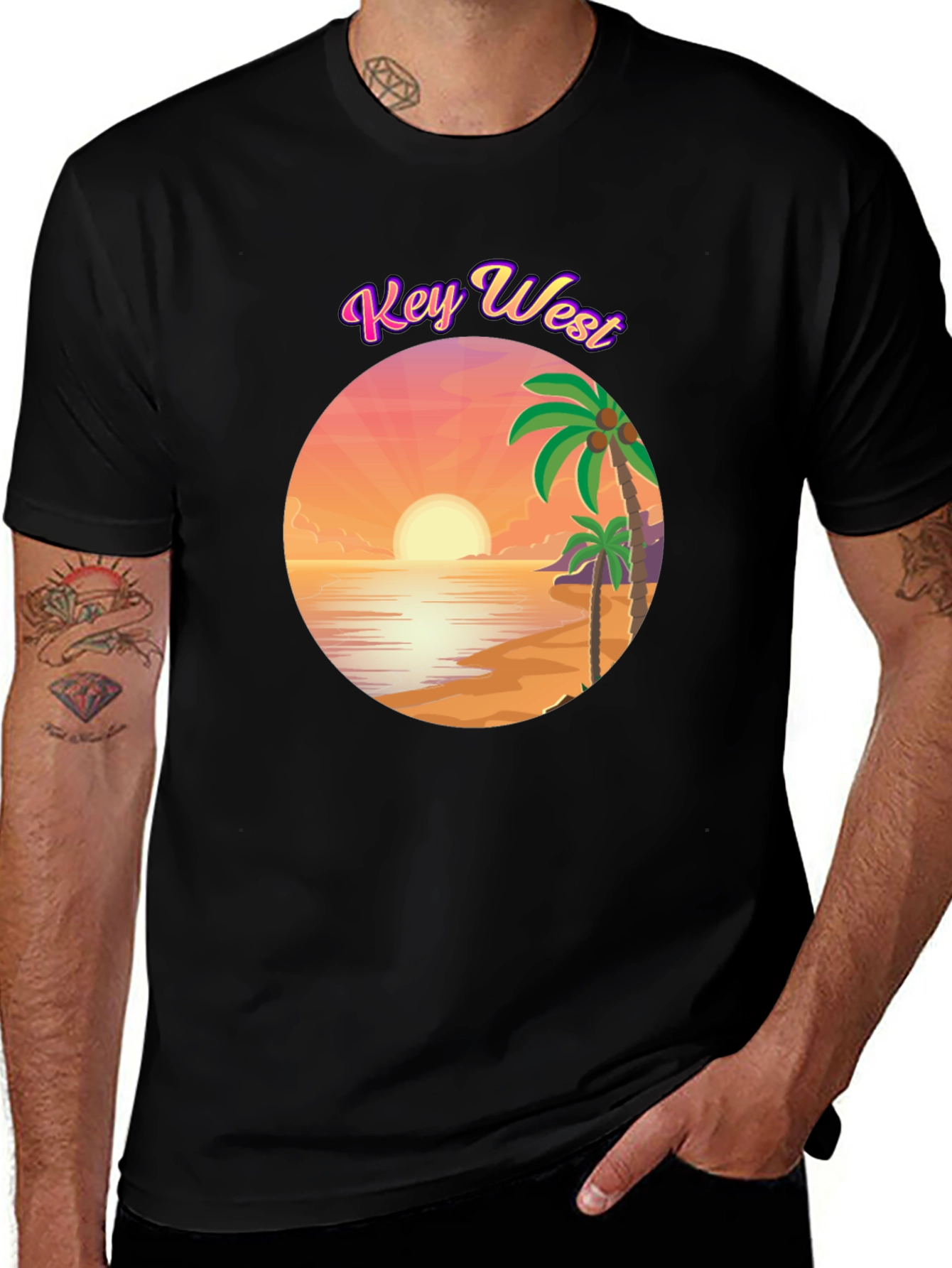 Key West Sunset T-Shirt - Tropical Beach Design