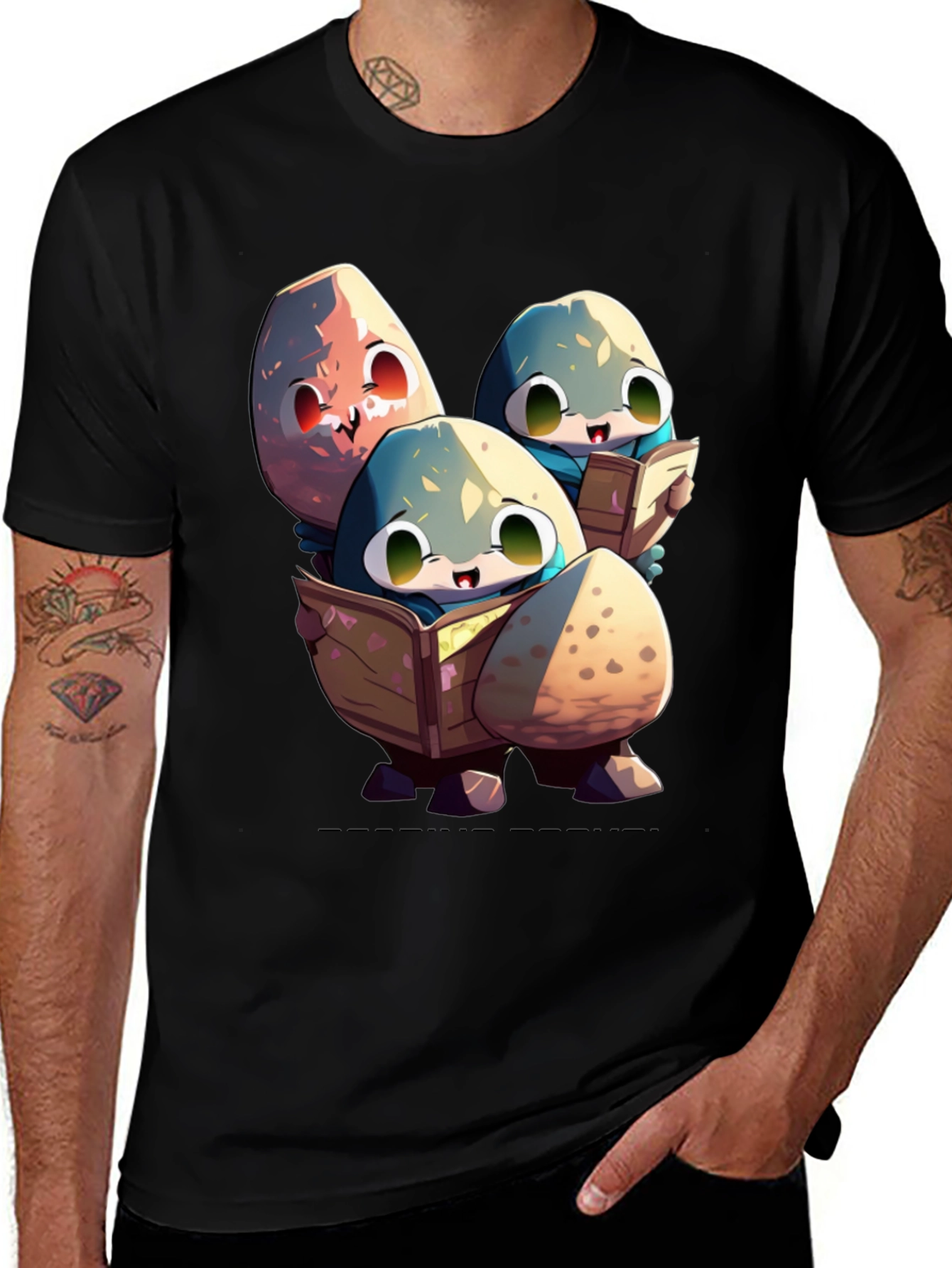 Variant 19 of Cartoon Egg Reading T-Shirt