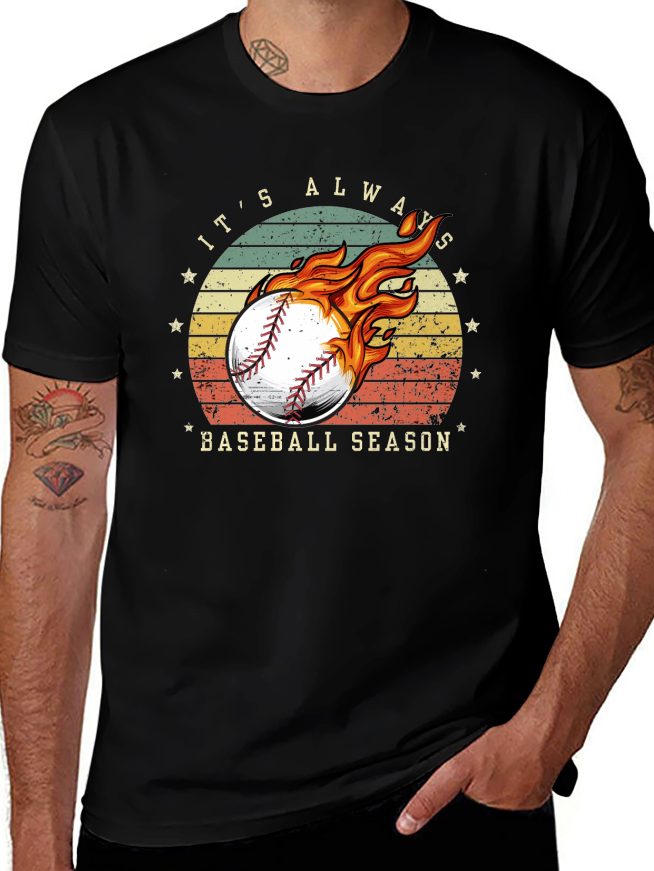 Variant 11 of Baseball Season Graphic Tee - Burning Baseball Design