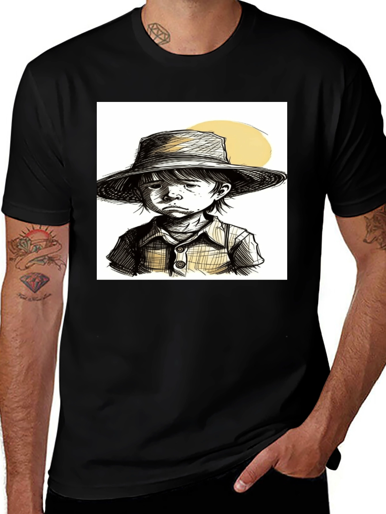 Variant 22 of Sketchy Boy T-Shirt: Unique Hand-Drawn Style