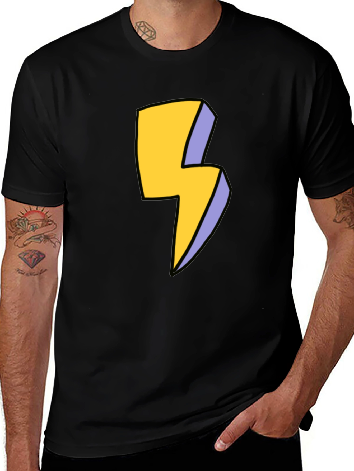 Variant 12 of Lightning Bolt Graphic Tee - Black Cotton T-Shirt
