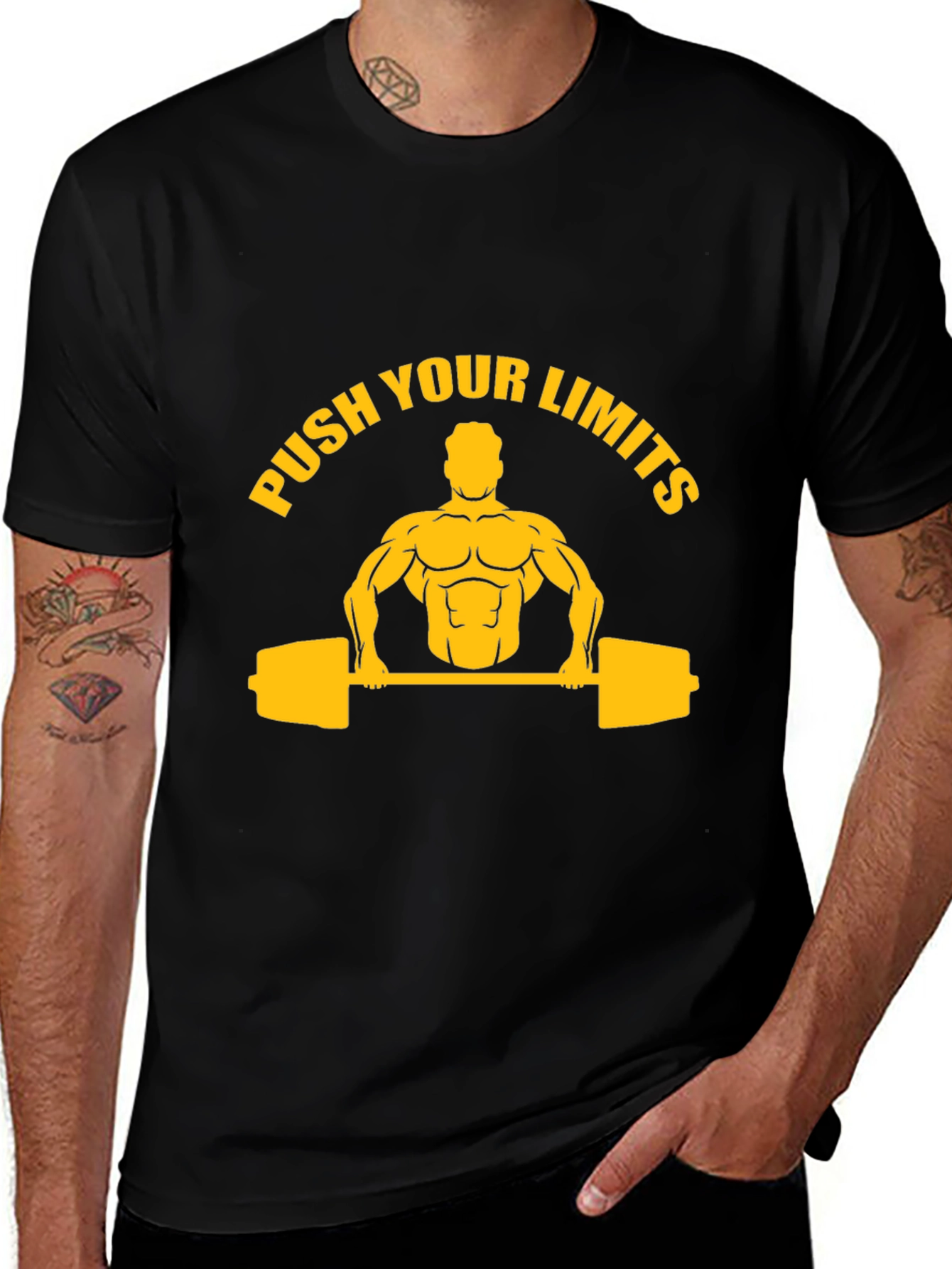 Variant 3 of Push Your Limits Men's Graphic T-Shirt - Gym Motivation
