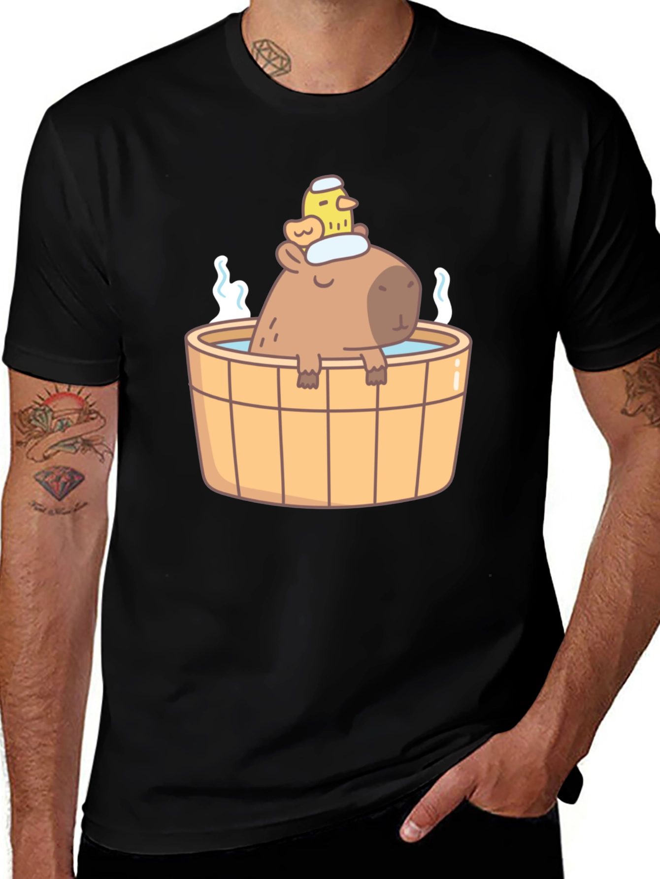 Variant 15 of Capybara in Hot Tub T-Shirt - Cute Relaxing Design