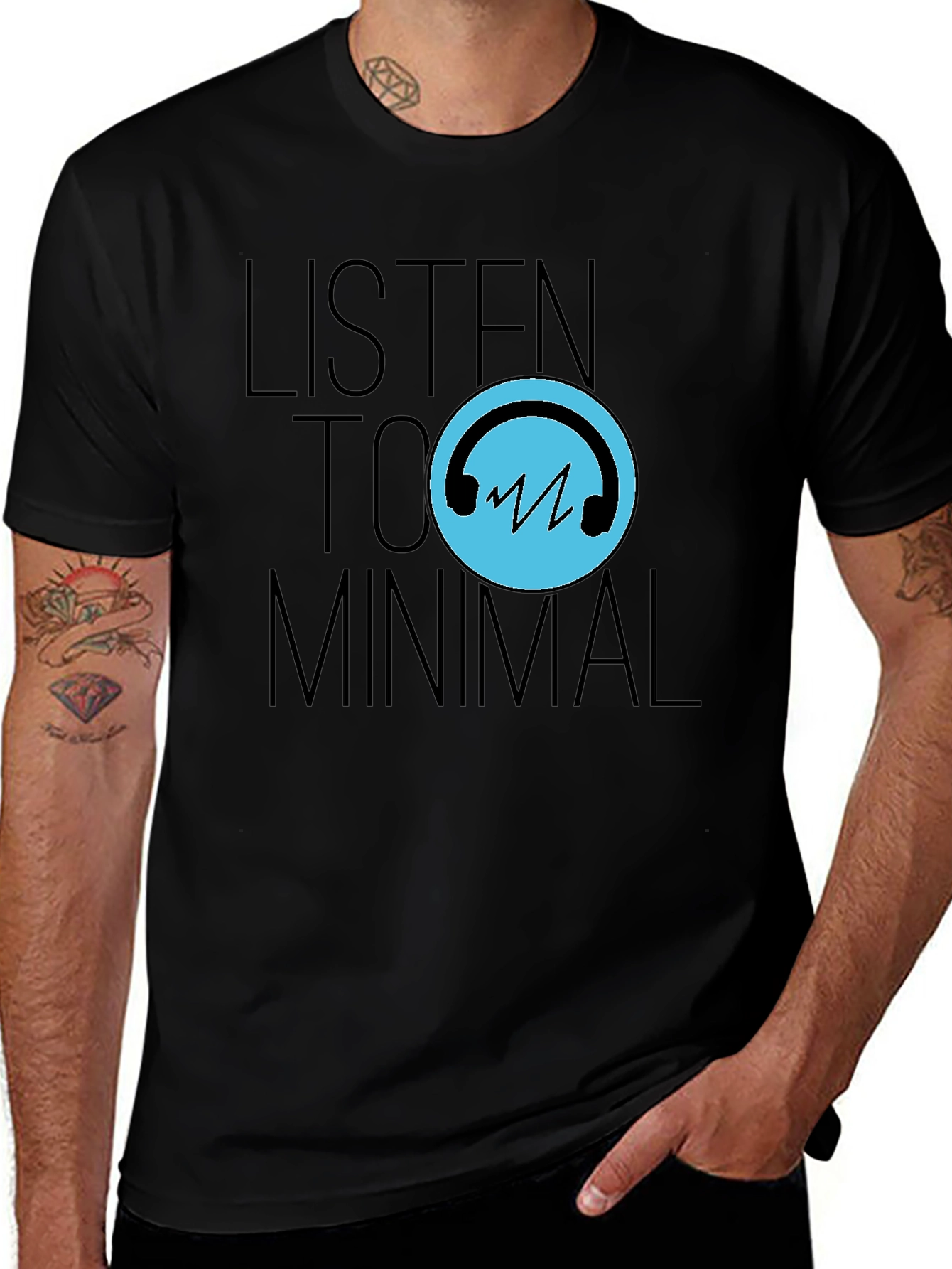 Variant 13 of Listen to Minimal Black T-Shirt
