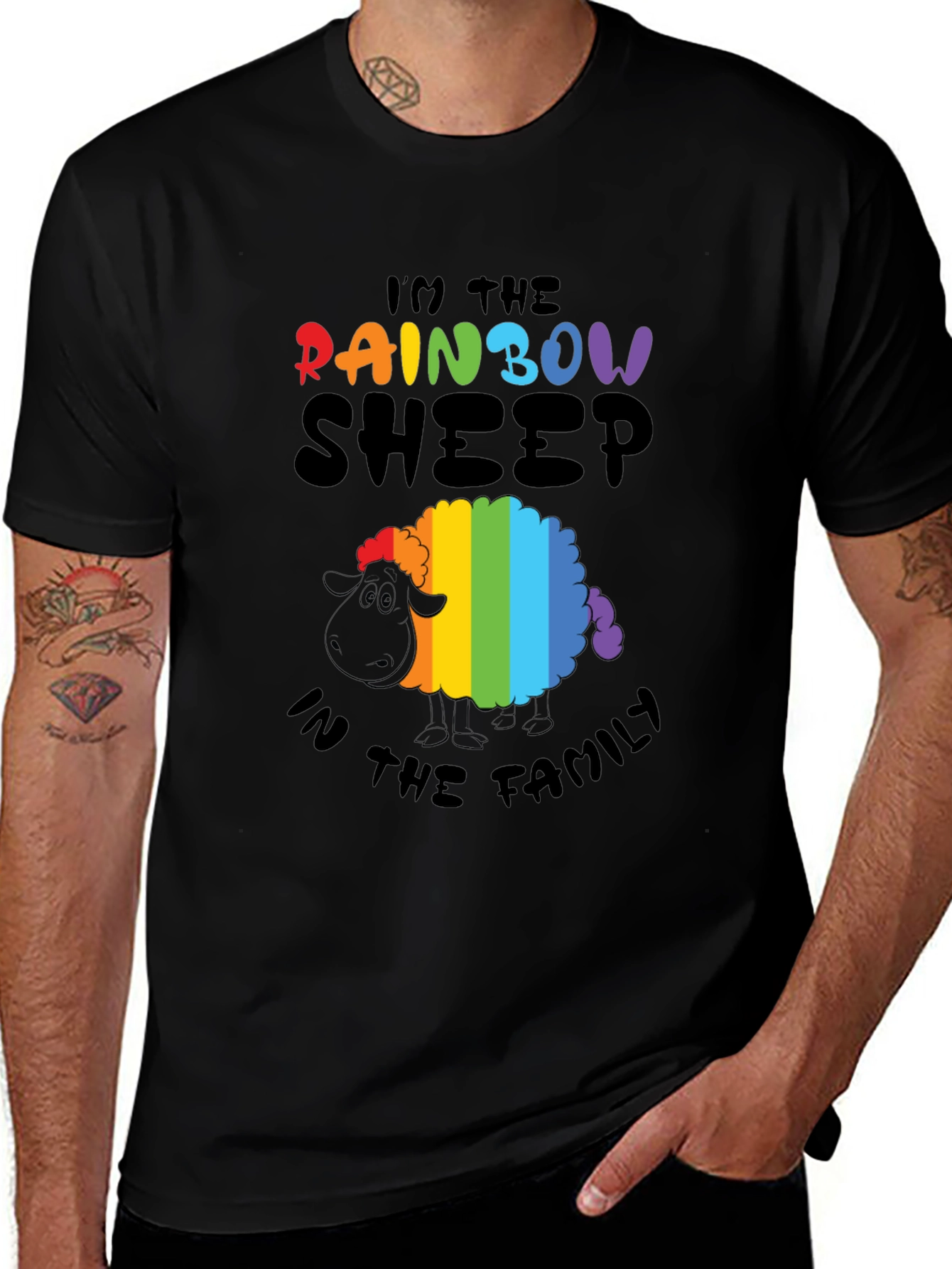Rainbow Sheep Family T-Shirt - LGBTQ Pride Tee