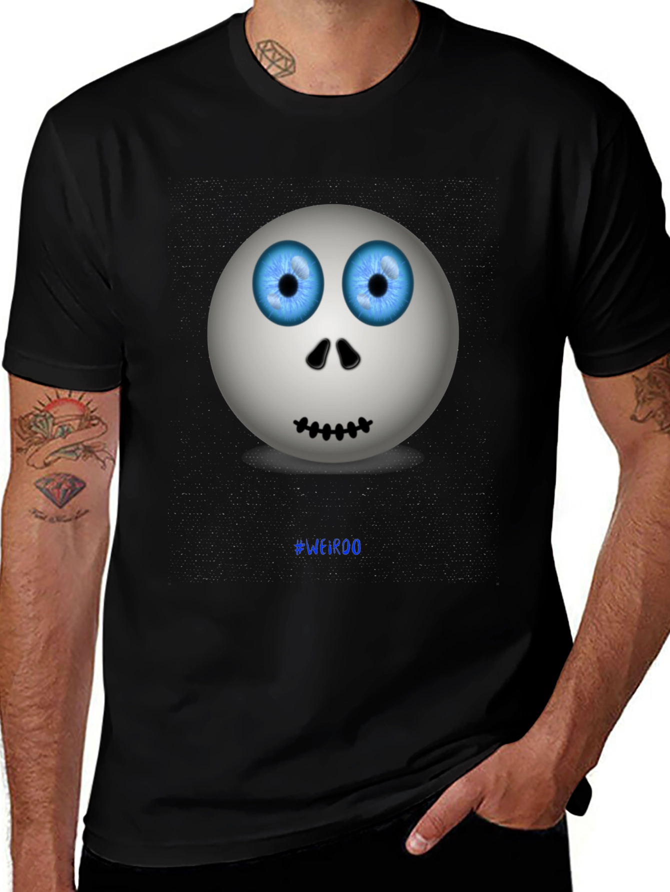 Variant 27 of Men's Graphic Tee - Spooky Eyed Emoji