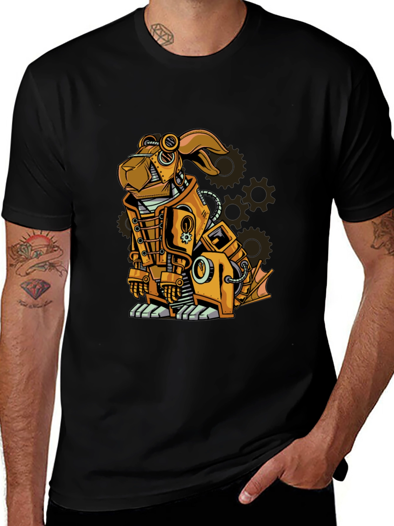 Variant 21 of Steampunk Dog Graphic T-Shirt - Unique Design
