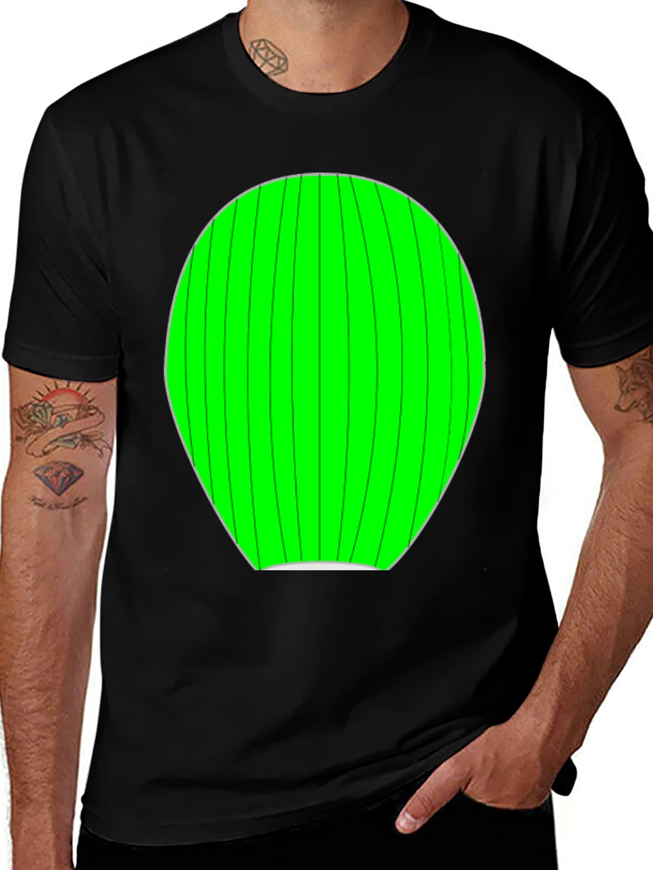 Variant 8 of Green Melon Graphic Black T-Shirt