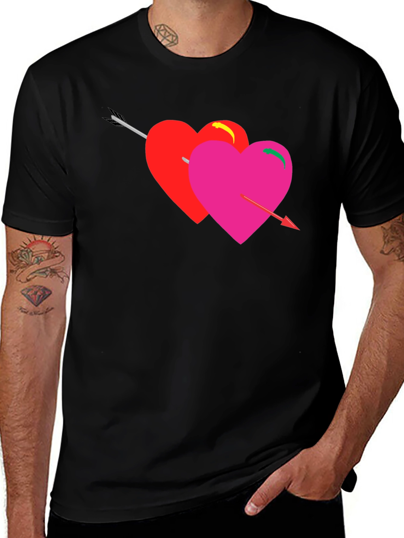Variant 16 of Heart Arrow Graphic Tee - Black Unisex T-Shirt