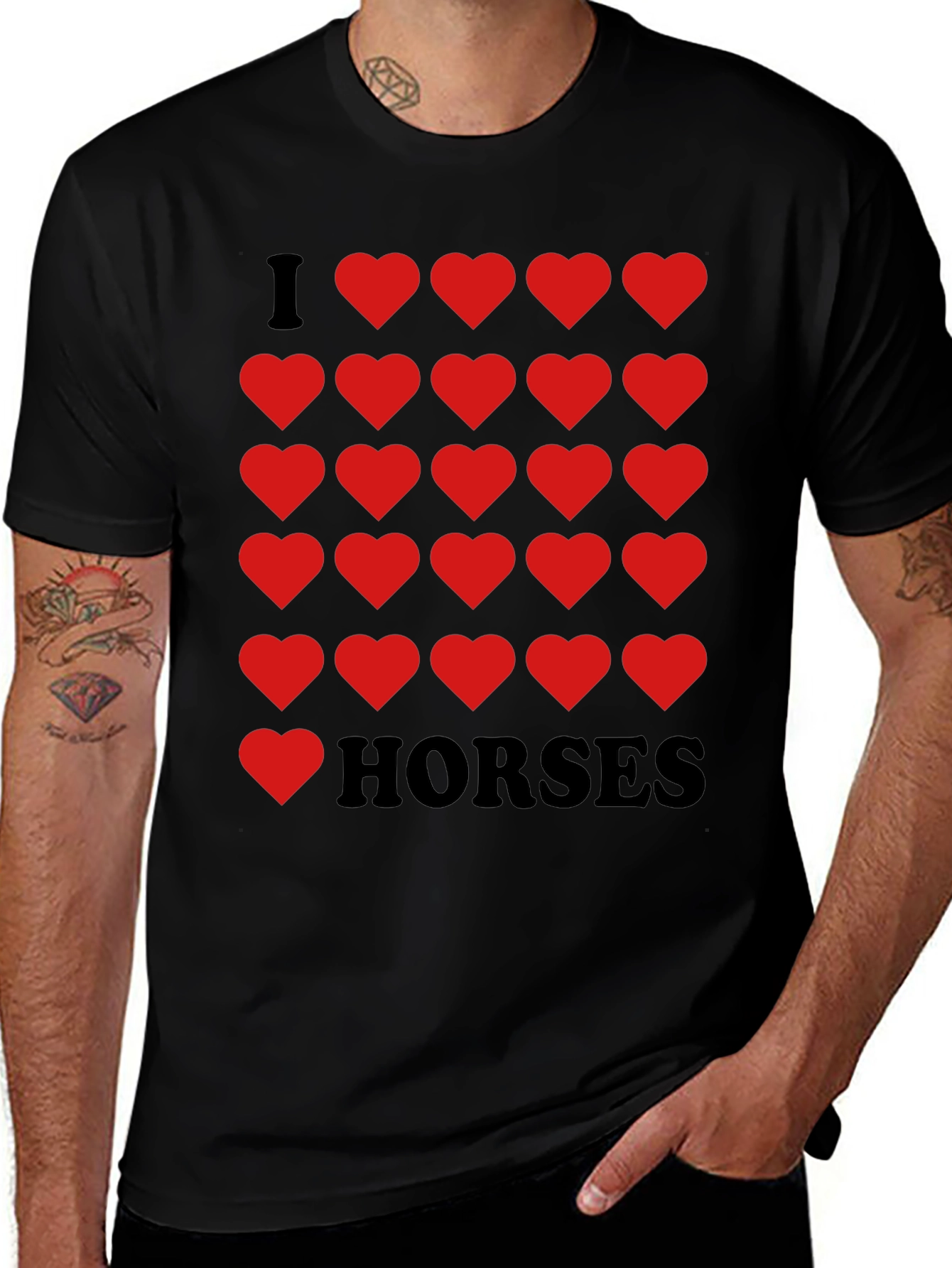 Variant 26 of I Heart Horses Black Graphic Tee Shirt