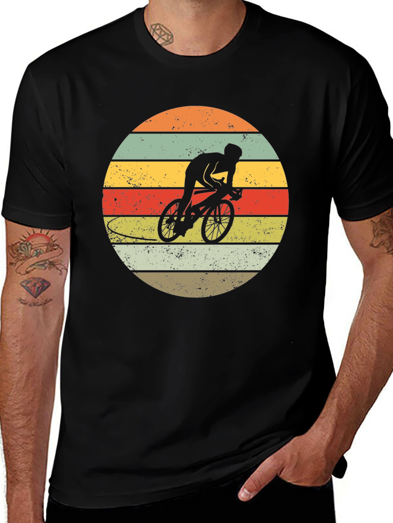 Variant 15 of Retro Cyclist Sunset Graphic Tee
