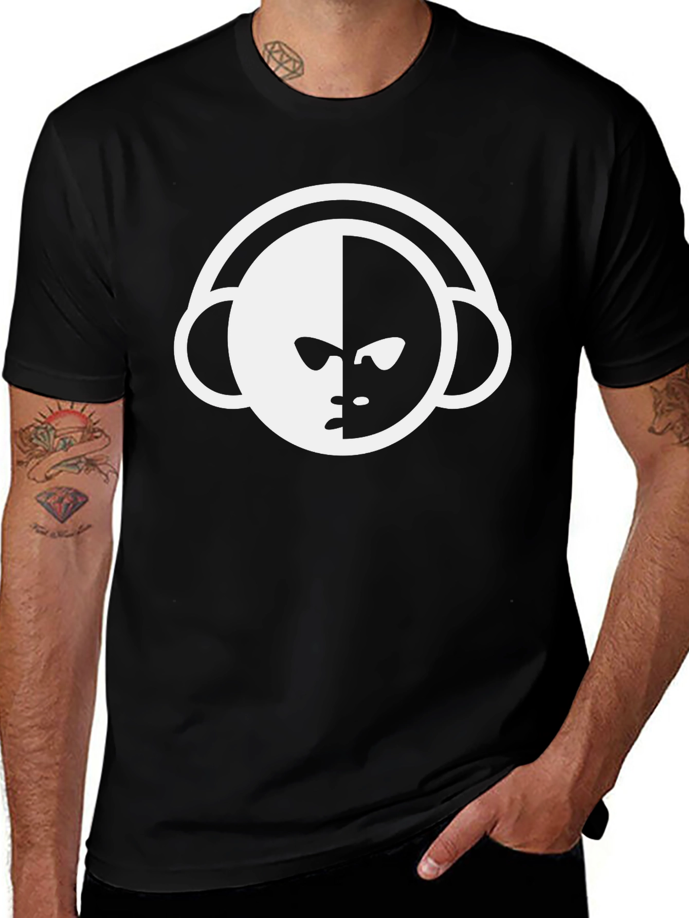 Variant 21 of DJ Head Black T-Shirt